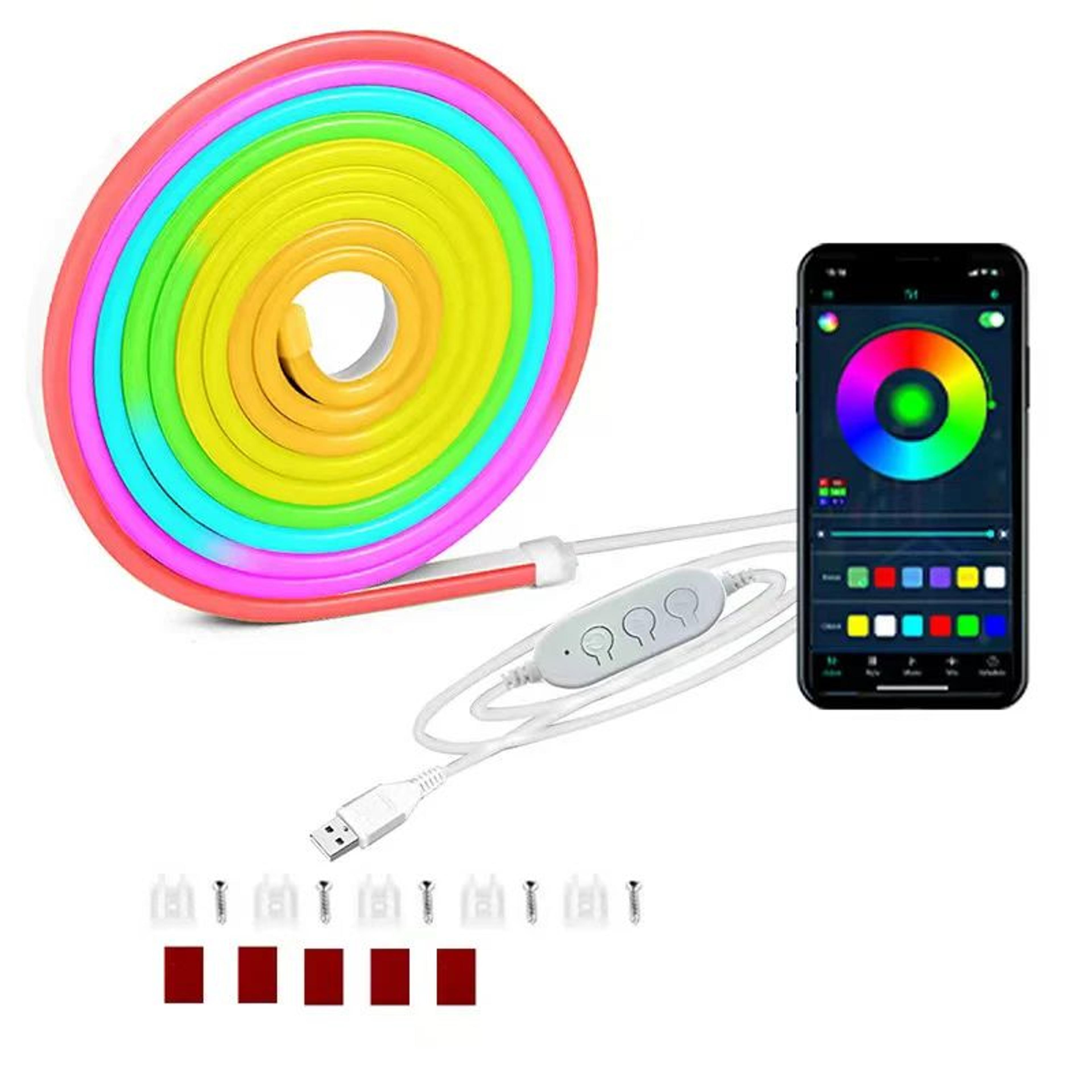 RGB LED Neon Strip Light Bluetooth Music Sync Waterproof 8