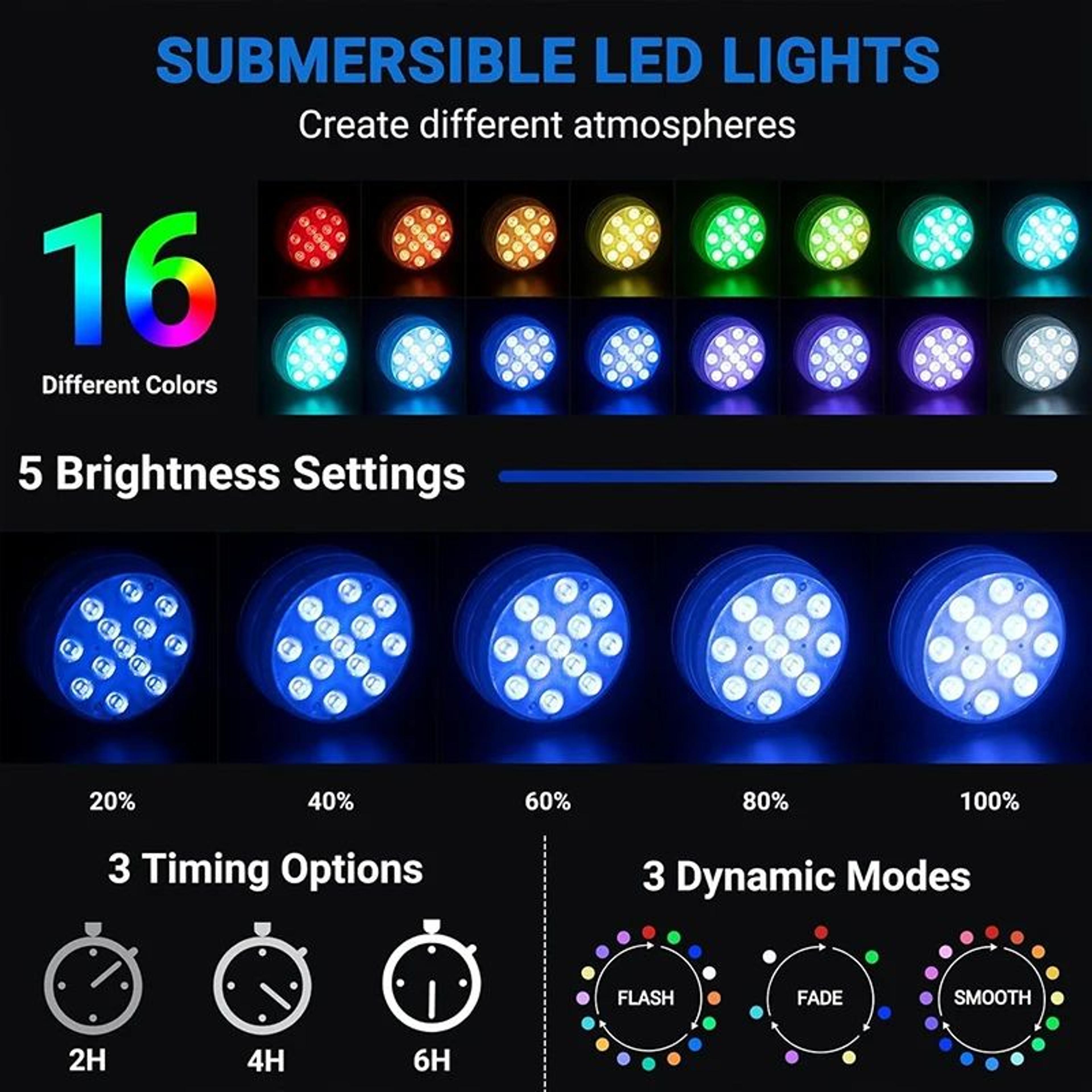 13 LED RGB Submersible Underwater Light IP68 Waterproof Aquarium Lamp 2