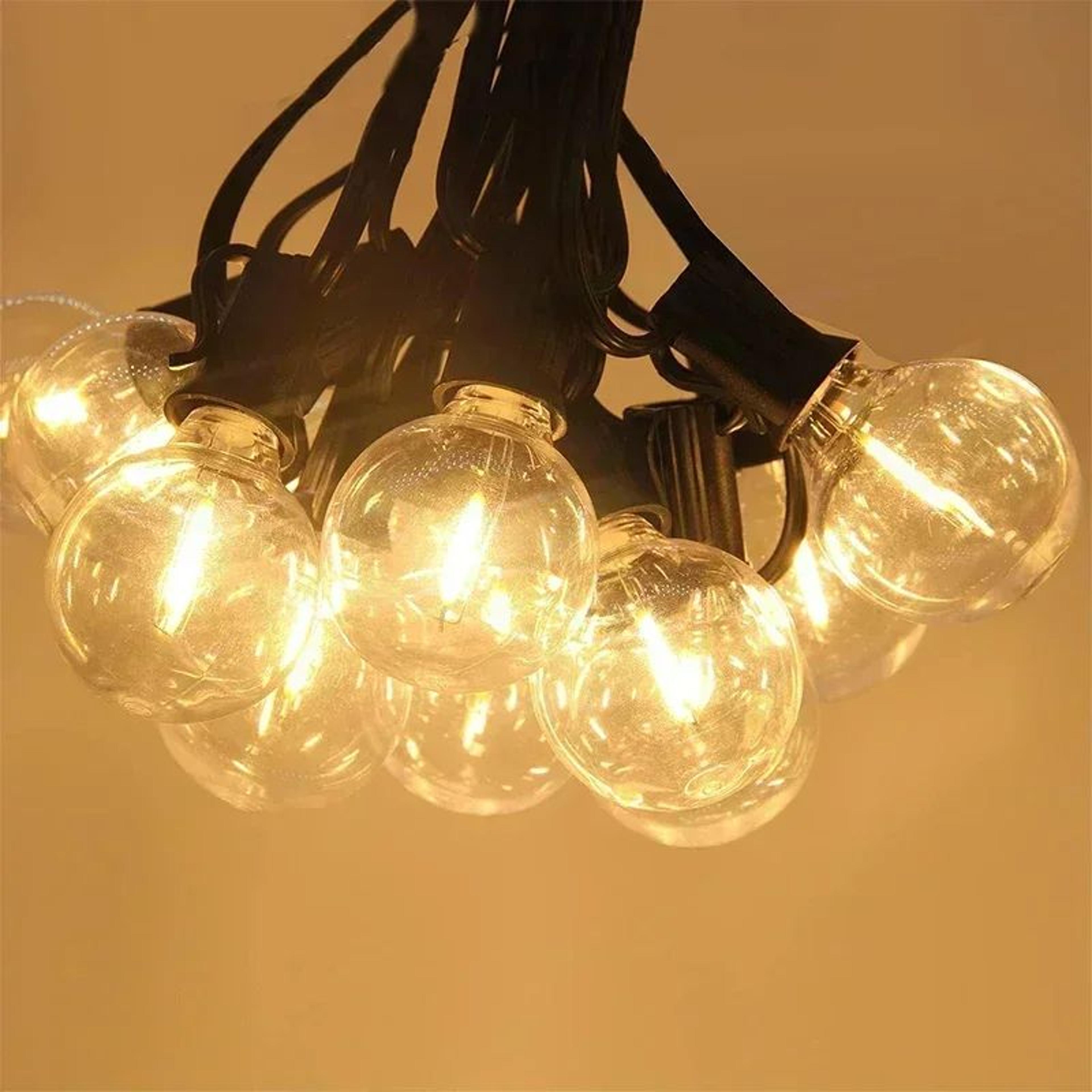 Solar G40 String Lights Waterproof 25 LED Patio Hanging Lights 8