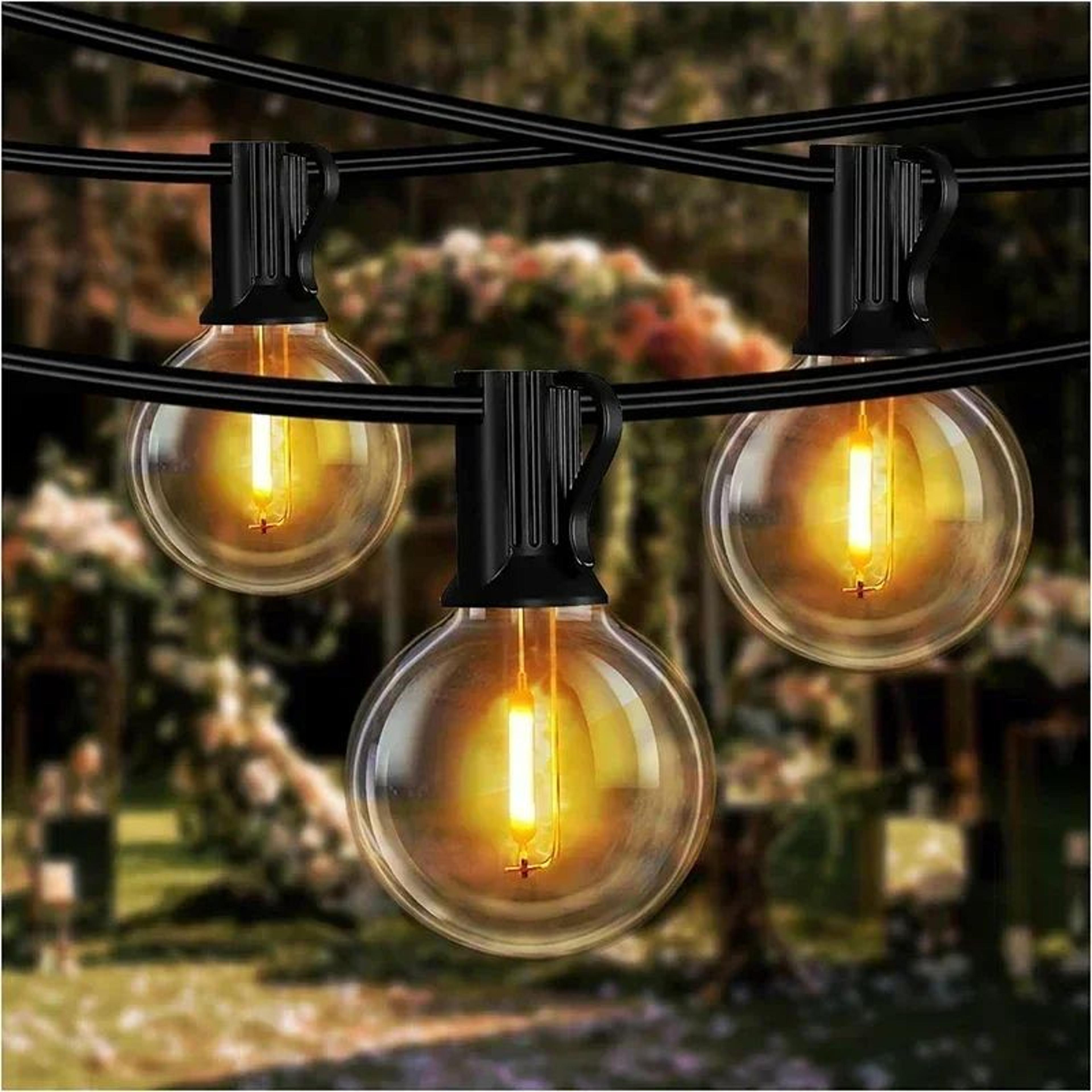 Solar G40 String Lights Waterproof 25 LED Patio Hanging Lights 10