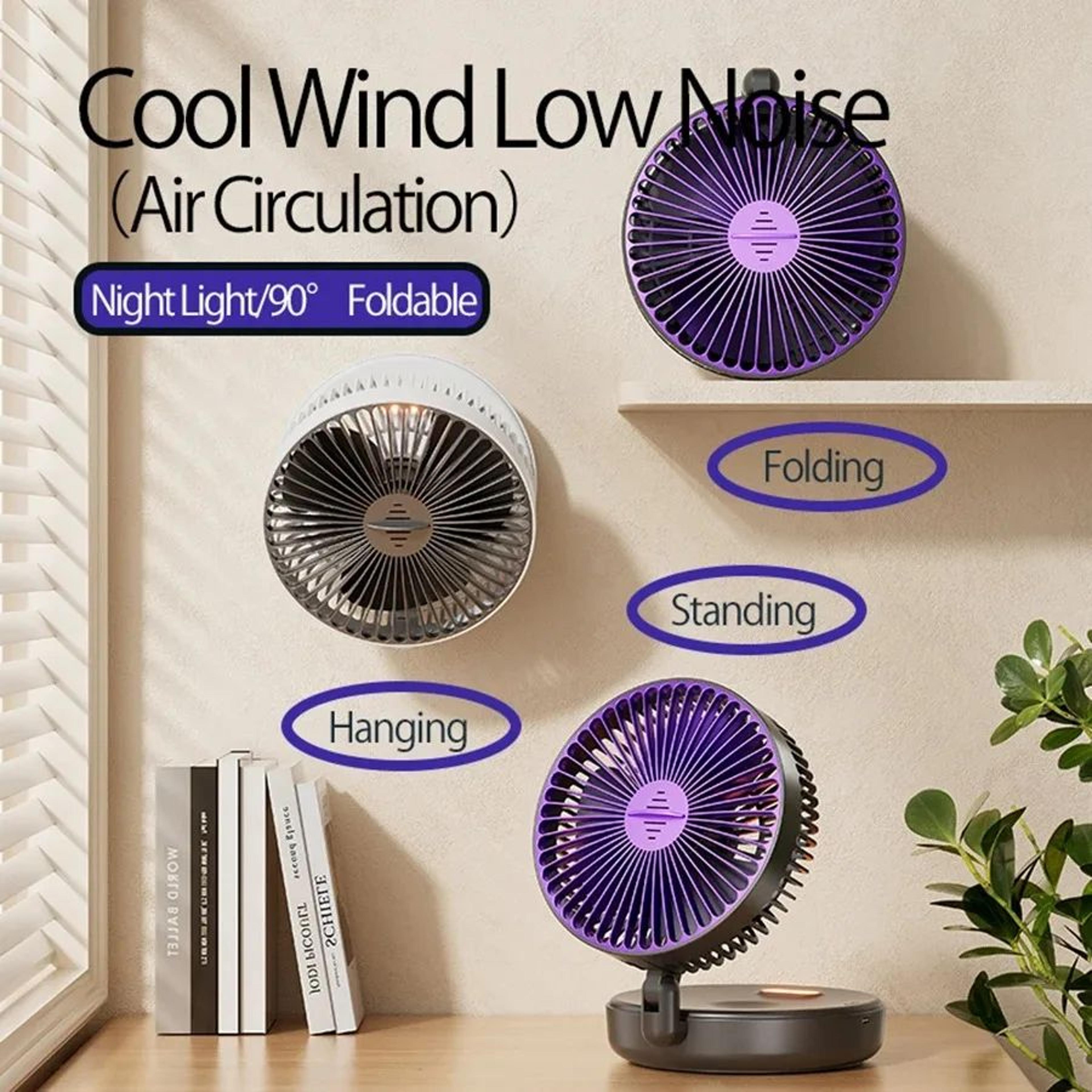 Portable Rechargeable Foldable Camping Fan With LED Light And Aromatherapy 1