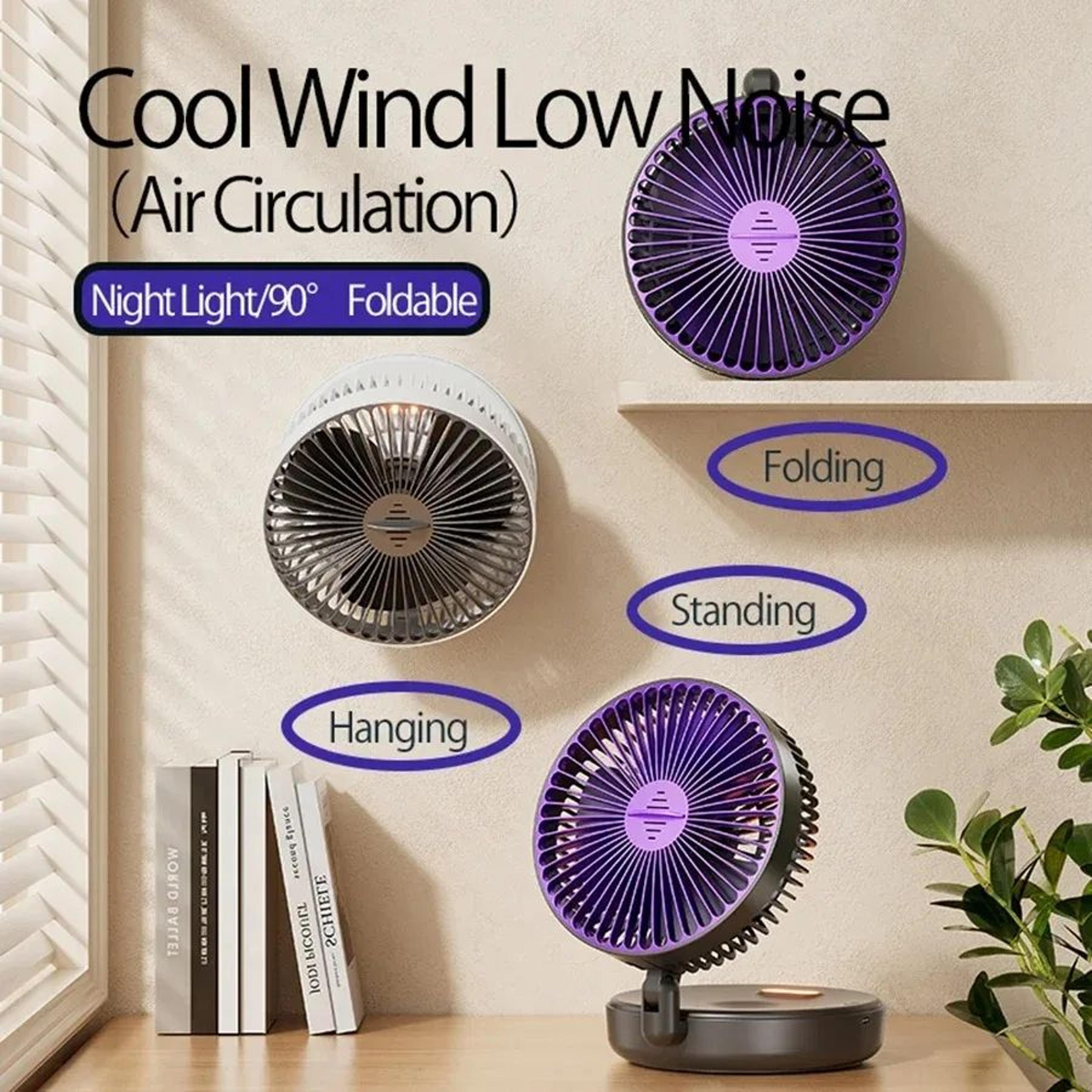 Foldable Rechargeable Wall Mounted Ceiling Fan With LED Light 4