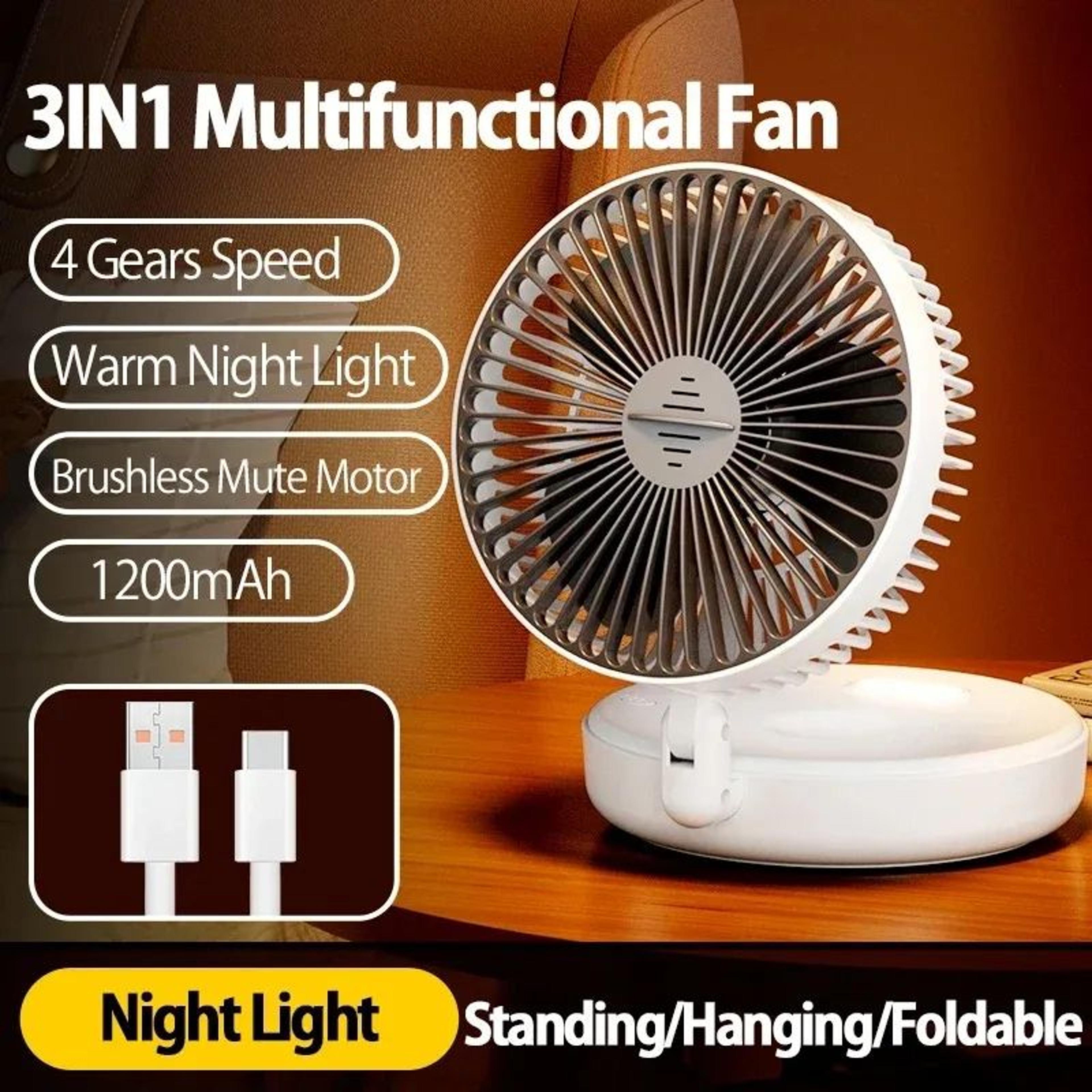 Foldable Rechargeable Wall Mounted Ceiling Fan With LED Light 6