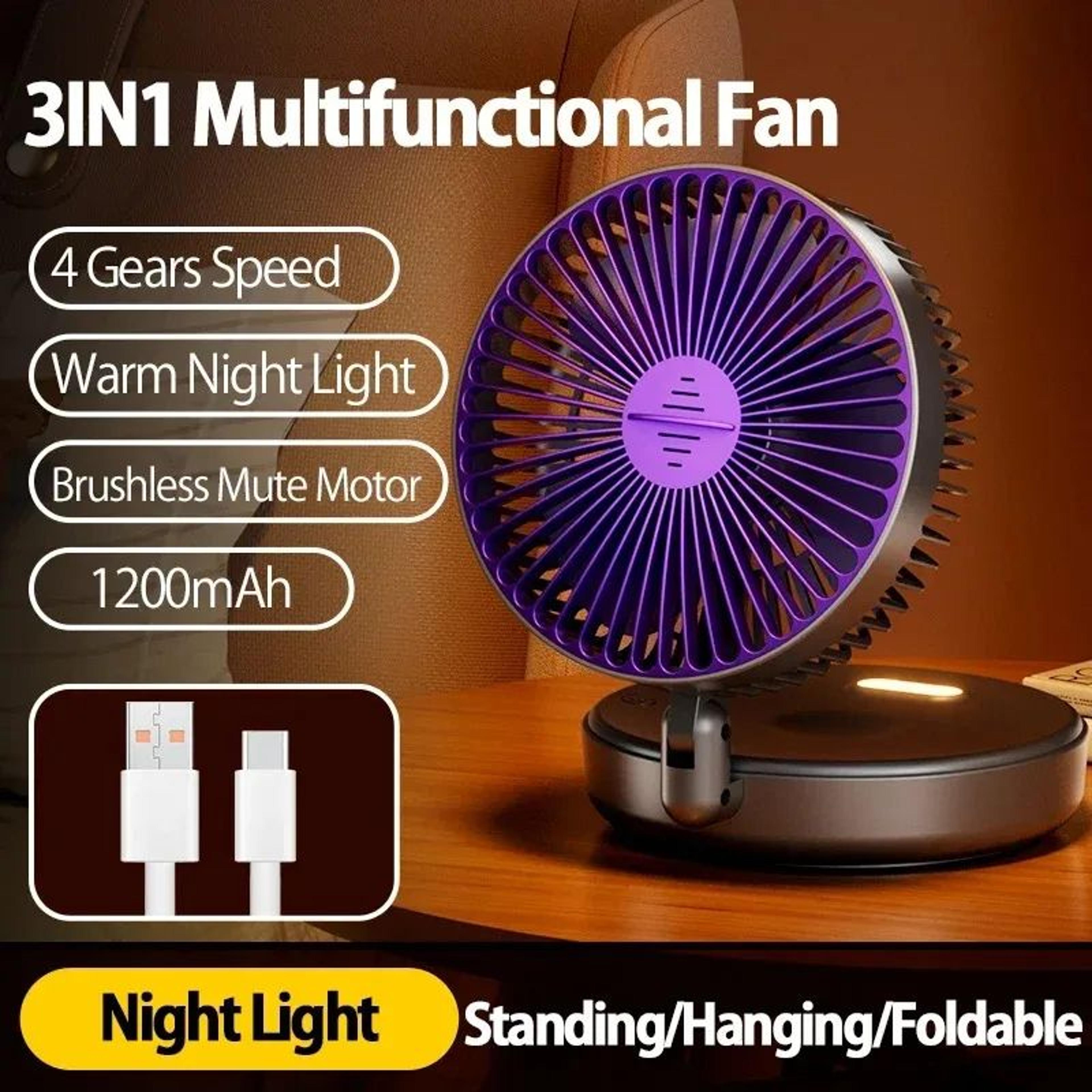 Foldable Rechargeable Wall Mounted Ceiling Fan With LED Light 7
