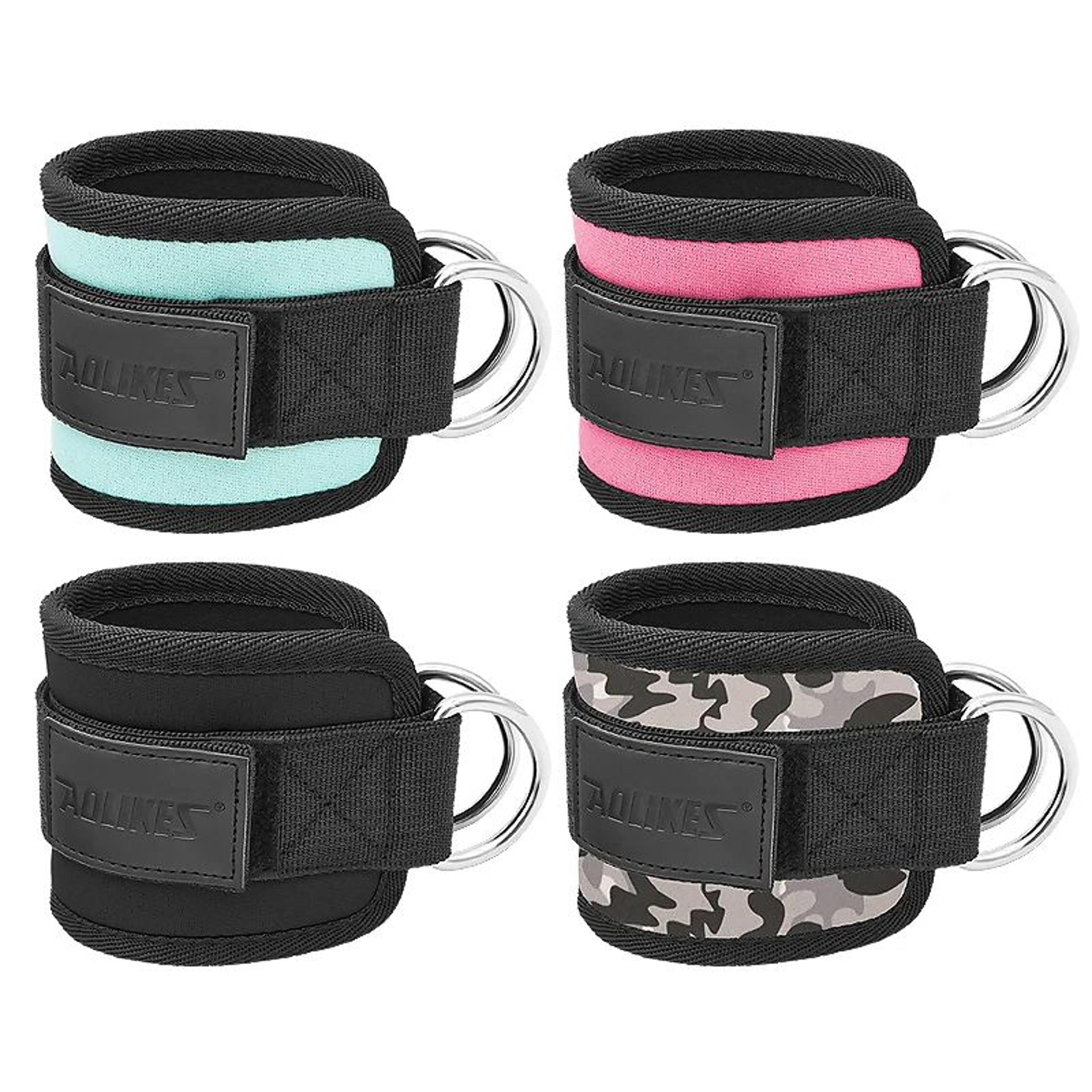 AOLIKES Double D Ring Cable Ankle Straps For Gym Workouts 1