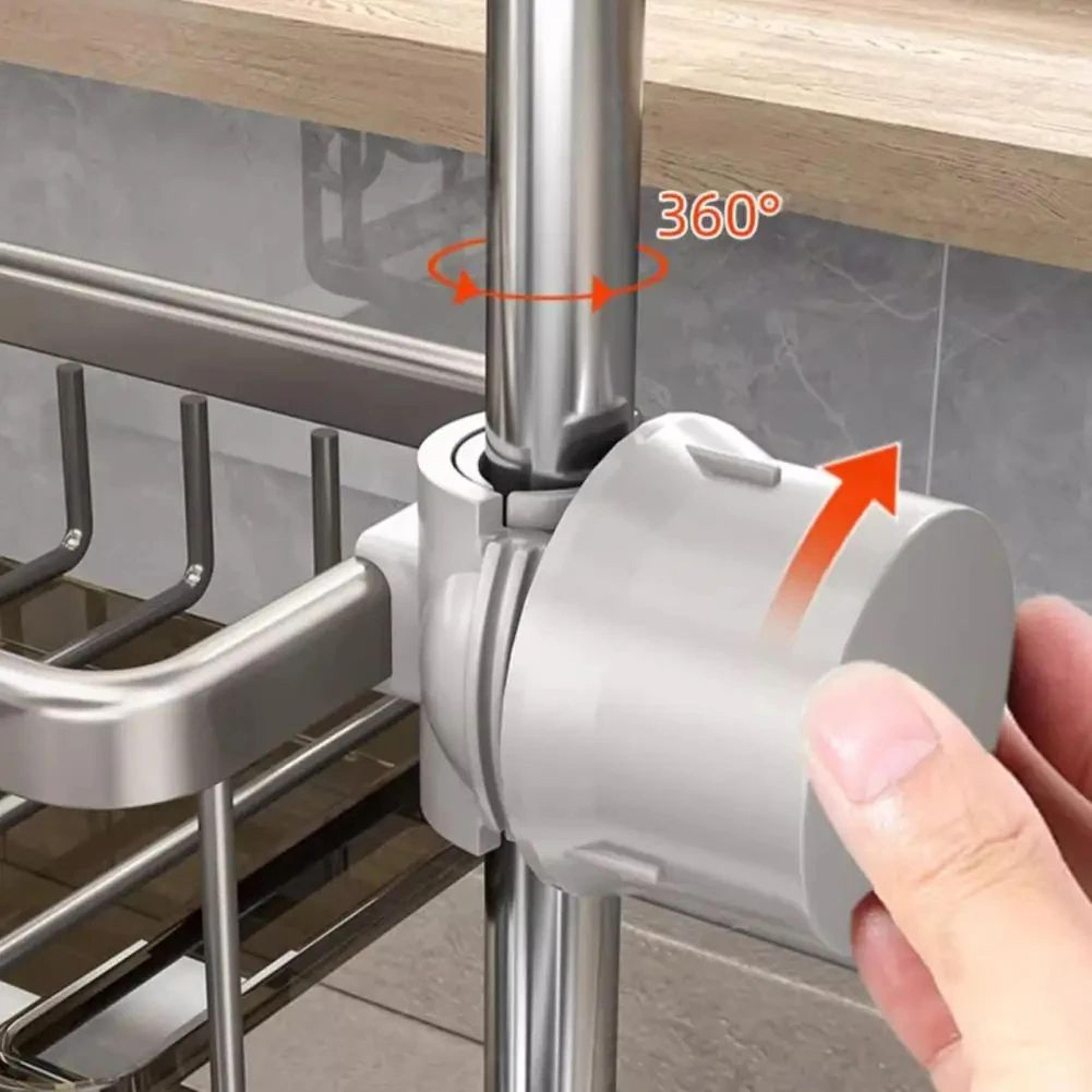 Kitchen Sink Faucet Storage Rack With Drain Basket Organizer 5