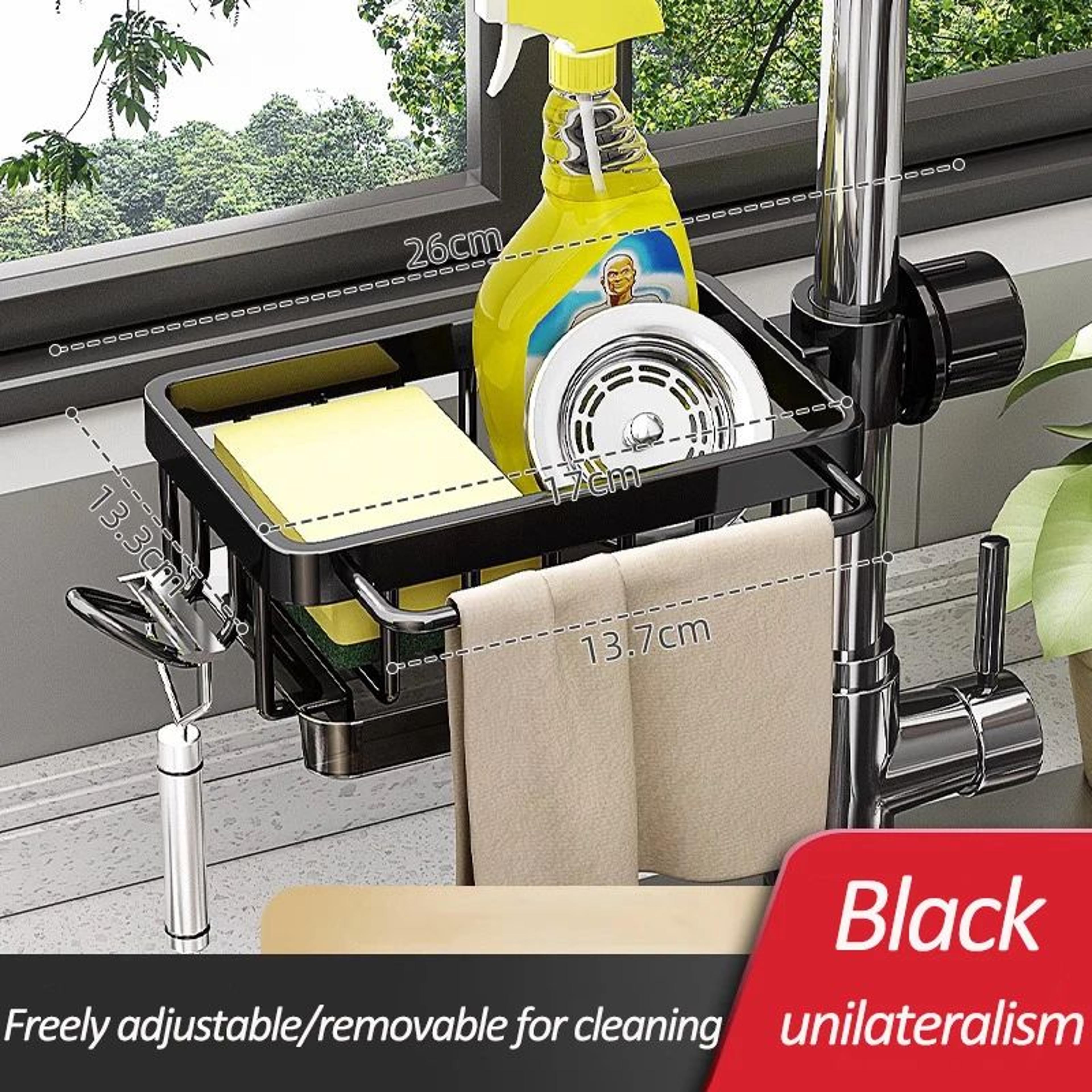 Kitchen Sink Faucet Storage Rack With Drain Basket Organizer 8