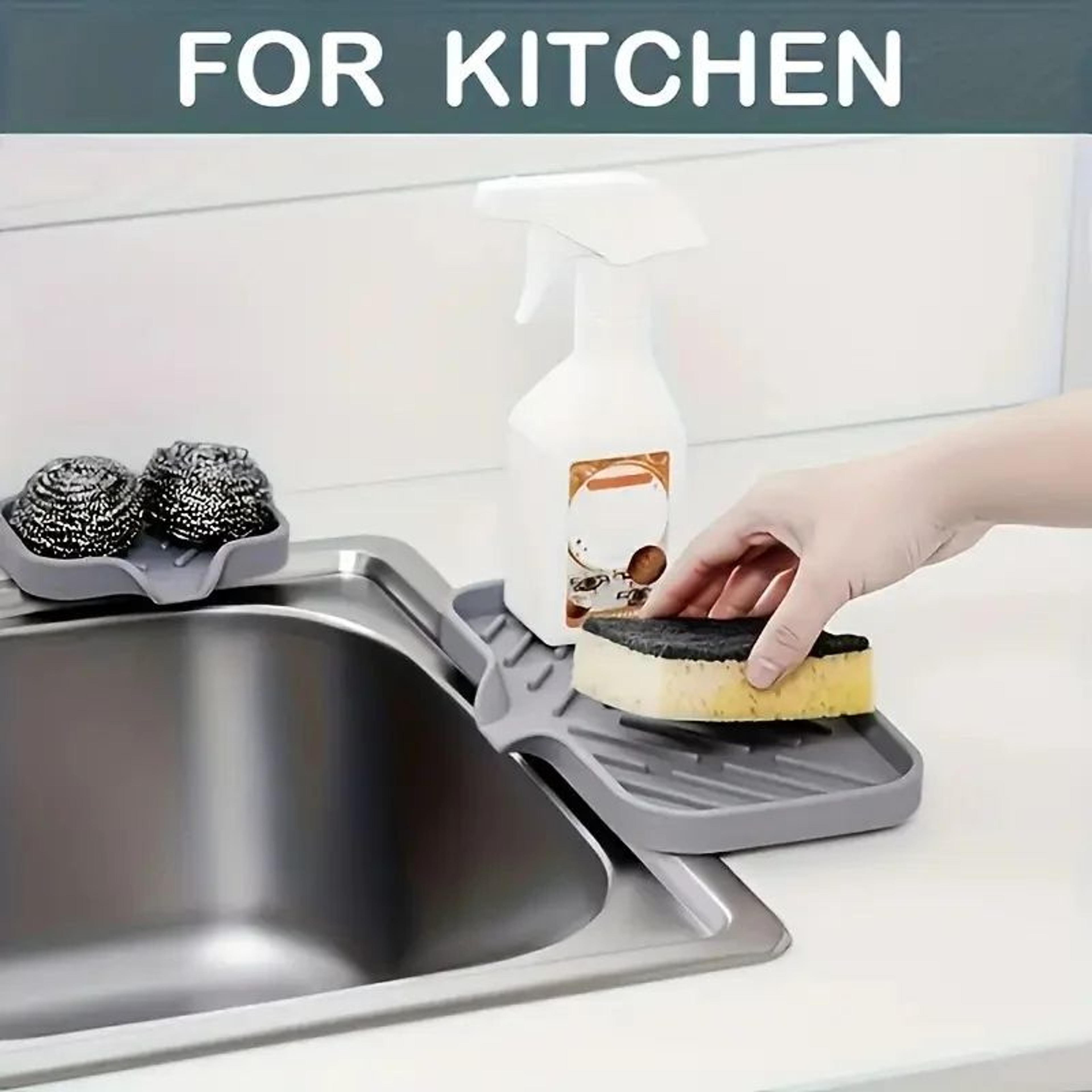 Silicone Kitchen Sink Organizer Tray Soap And Sponge Holder 1