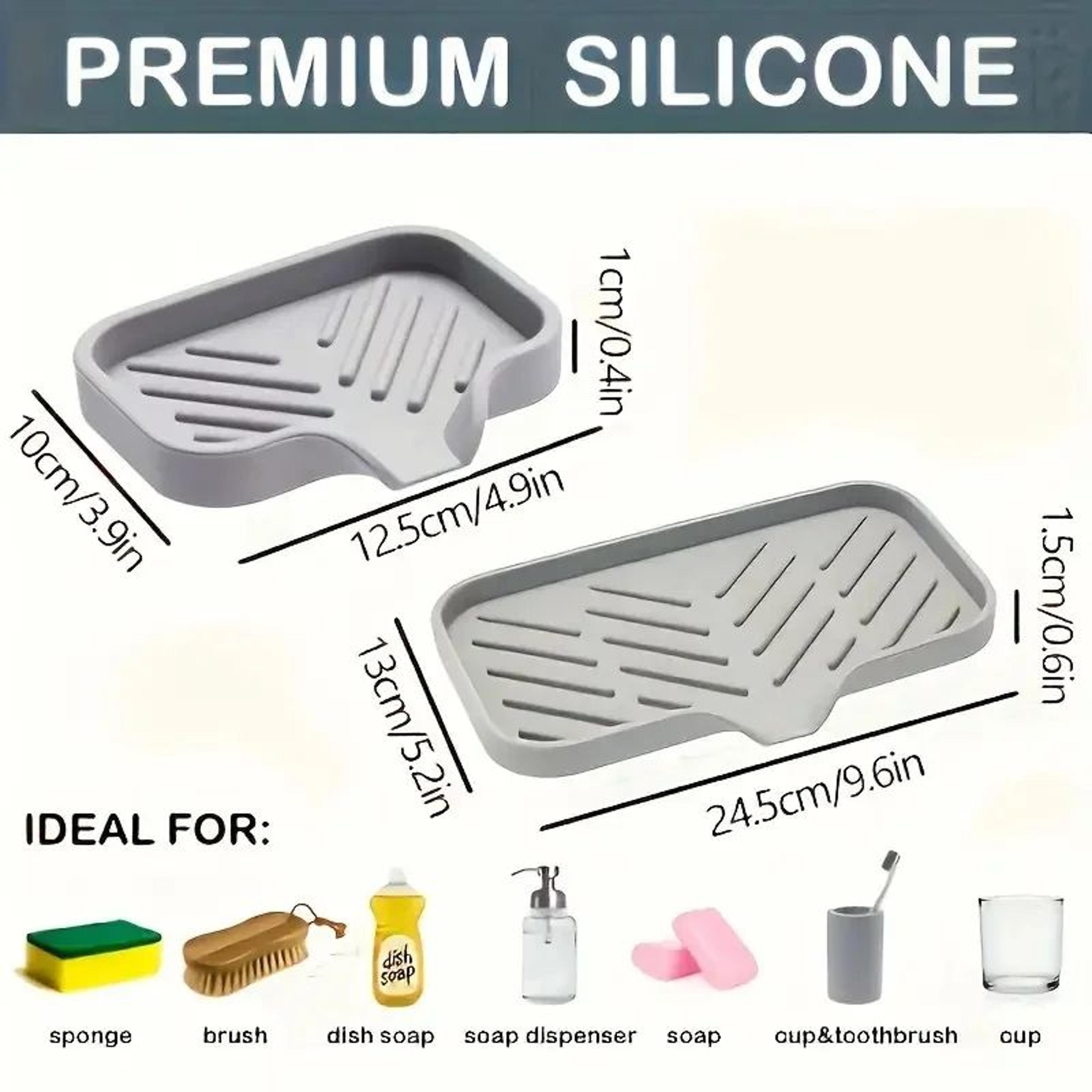 Silicone Kitchen Sink Organizer Tray Soap And Sponge Holder 2
