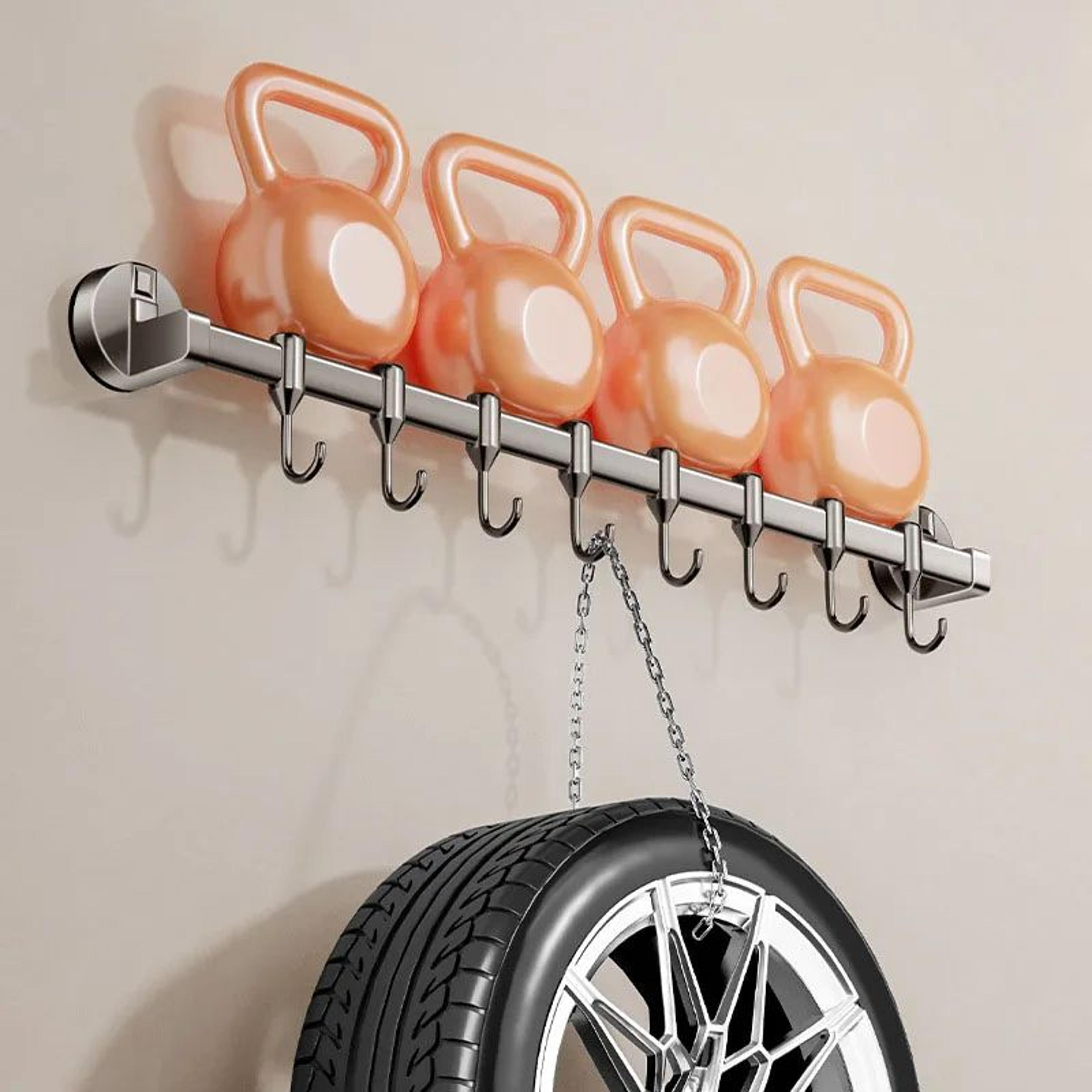 No Drill Kitchen Suction Cup Utensil Rack With Hooks 1