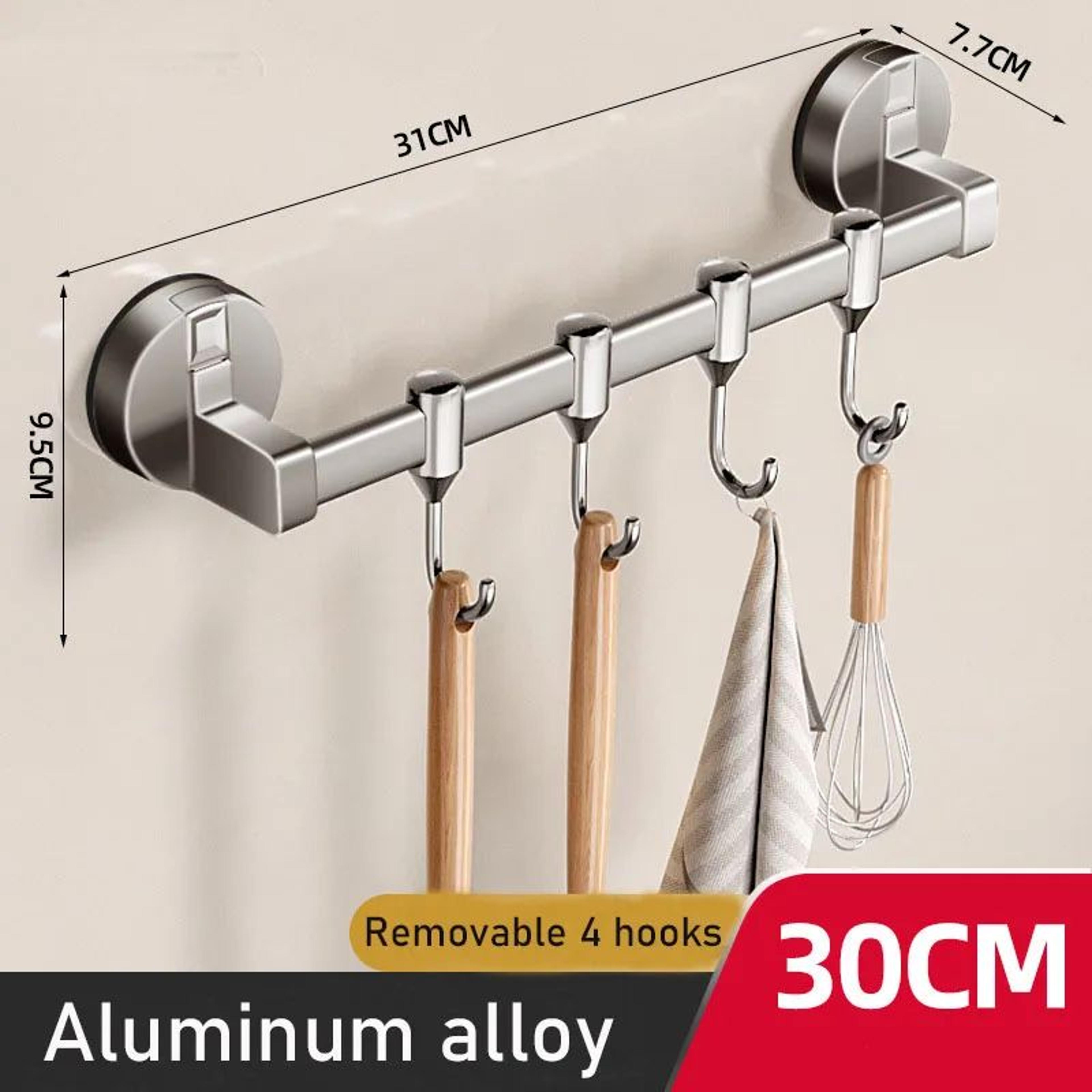 No Drill Kitchen Suction Cup Utensil Rack With Hooks 6