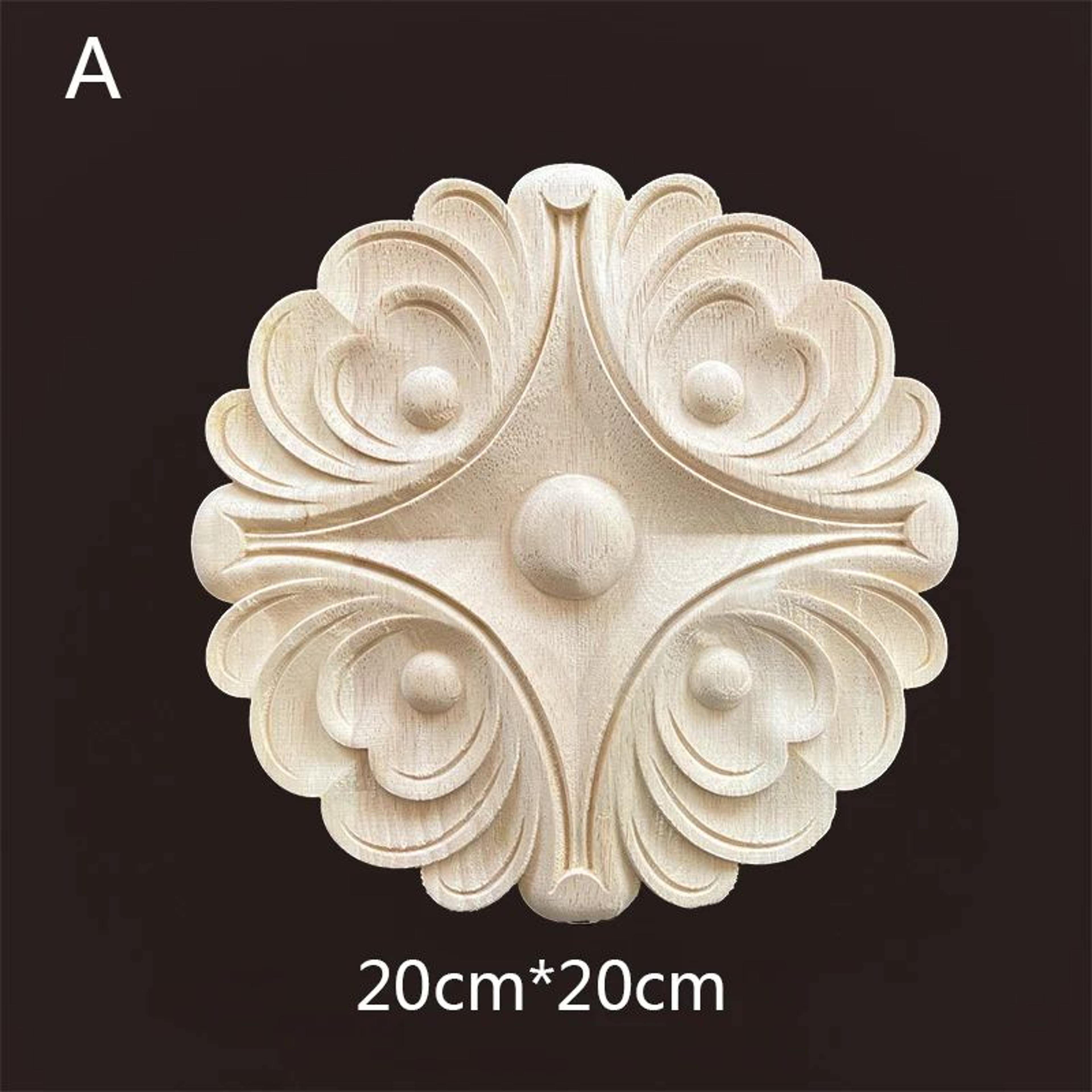 Carved Wooden Floral Furniture Applique Decorative Onlay 7