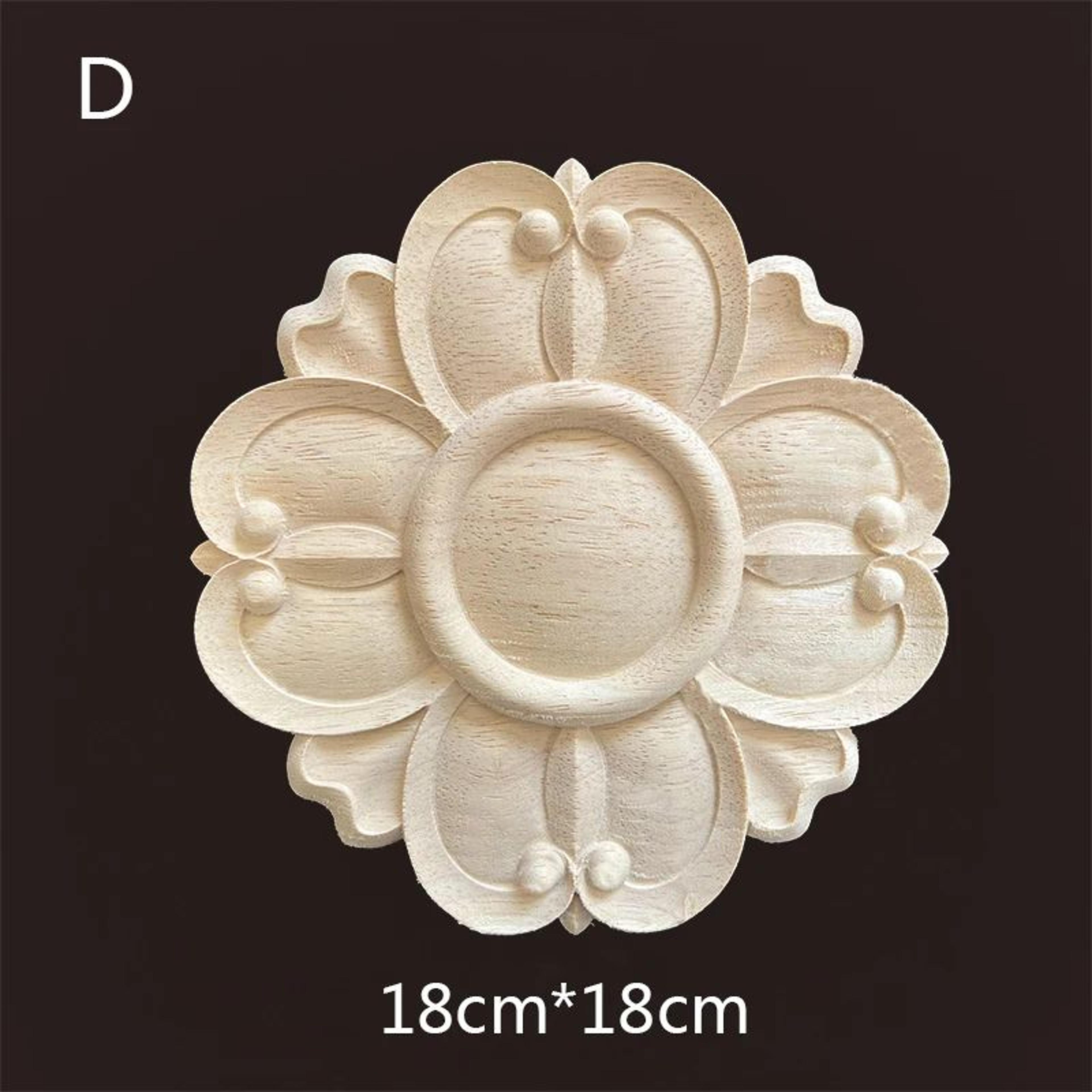 Carved Wooden Floral Furniture Applique Decorative Onlay 12