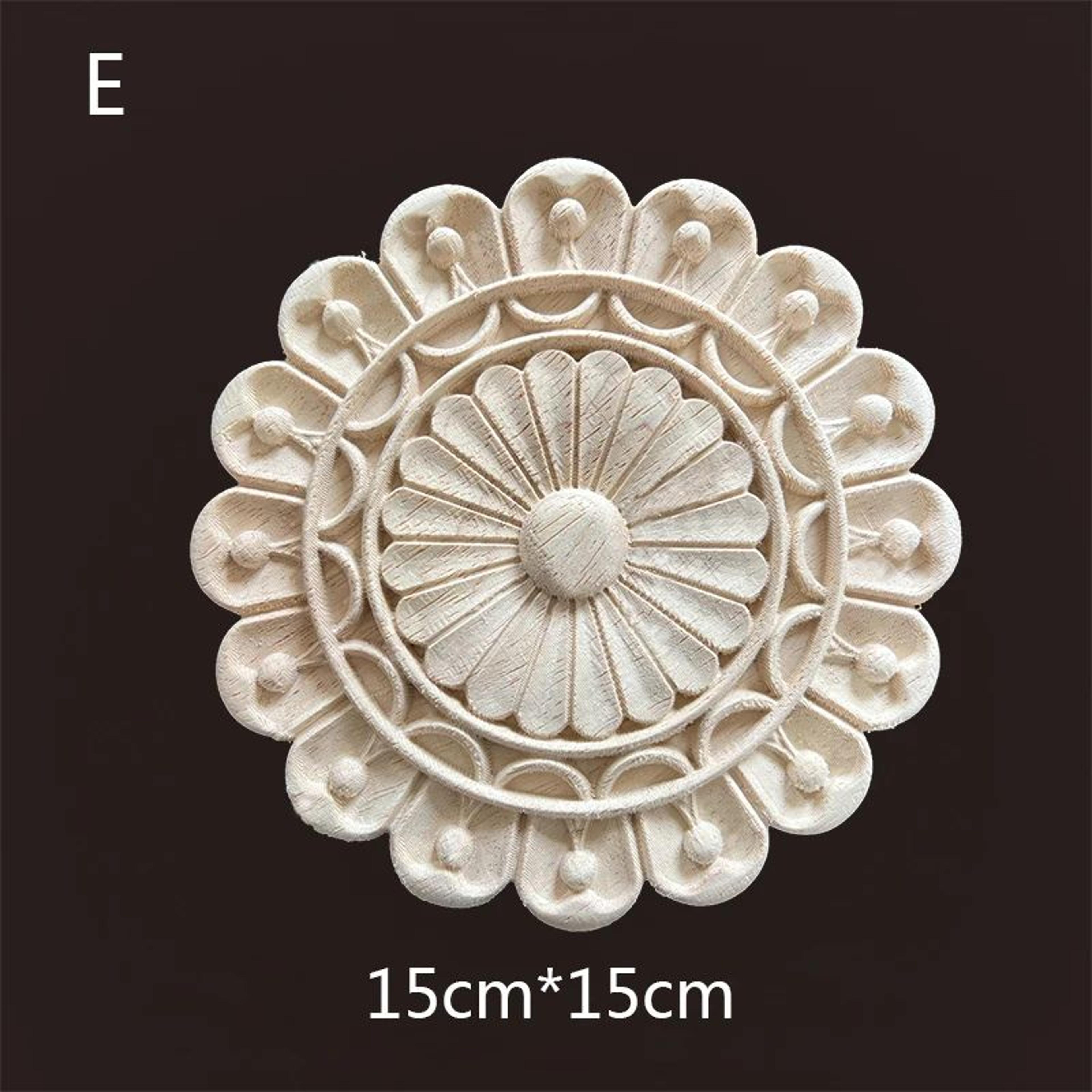 Carved Wooden Floral Furniture Applique Decorative Onlay 14