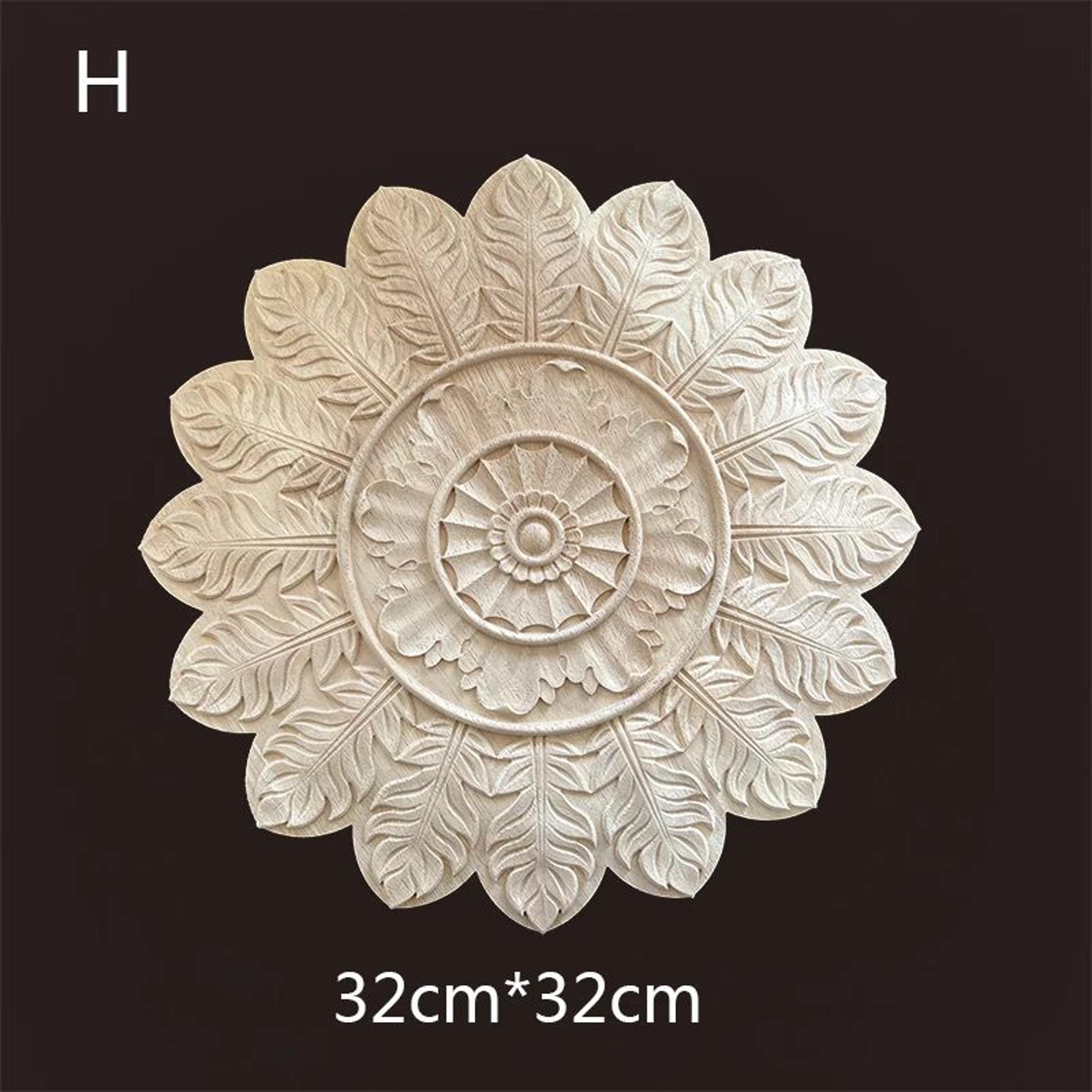 Carved Wooden Floral Furniture Applique Decorative Onlay 20