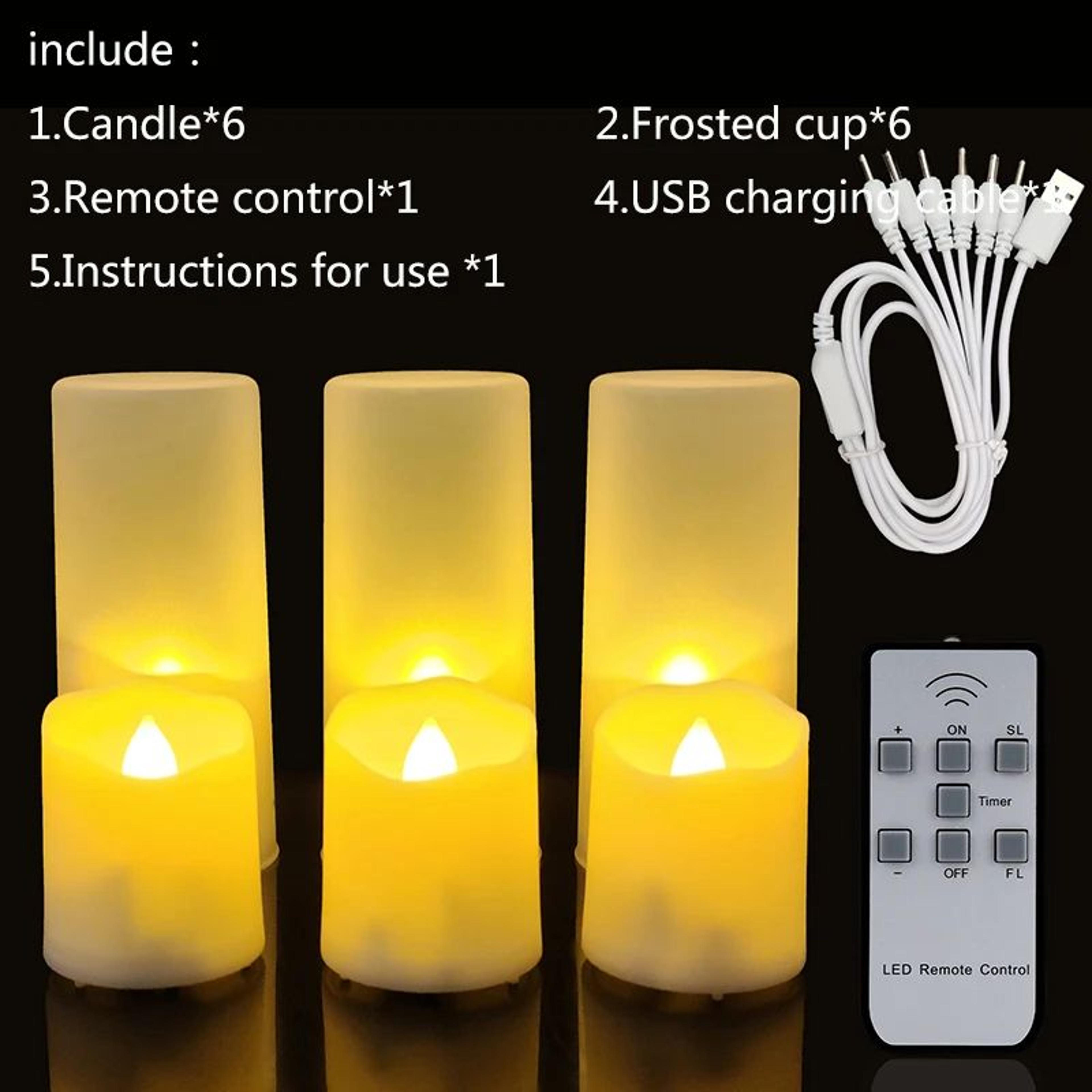 USB Rechargeable LED Flameless Candles With Remote And Timer 24