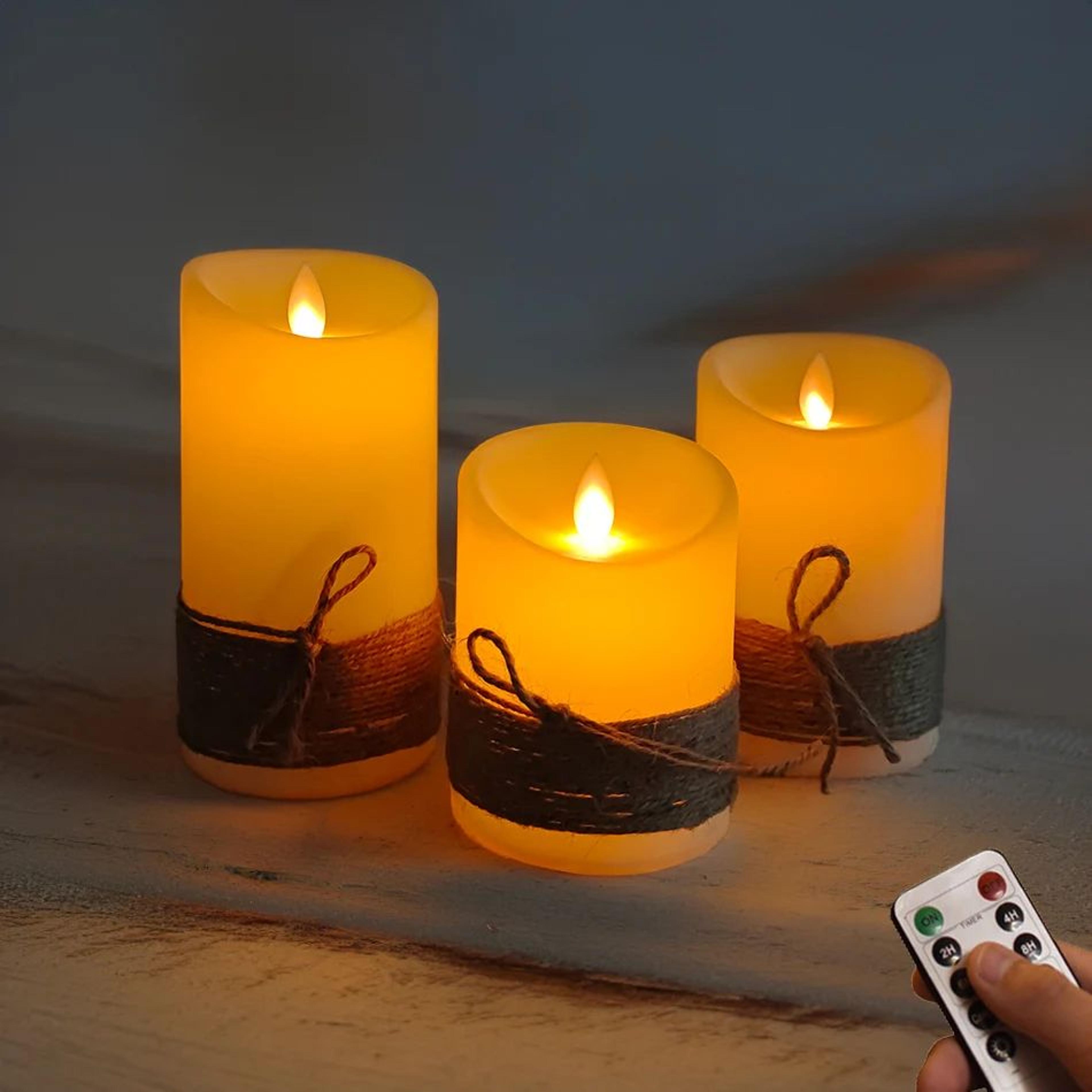 3 Piece Vintage LED Flameless Candles With Dancing Flame 4