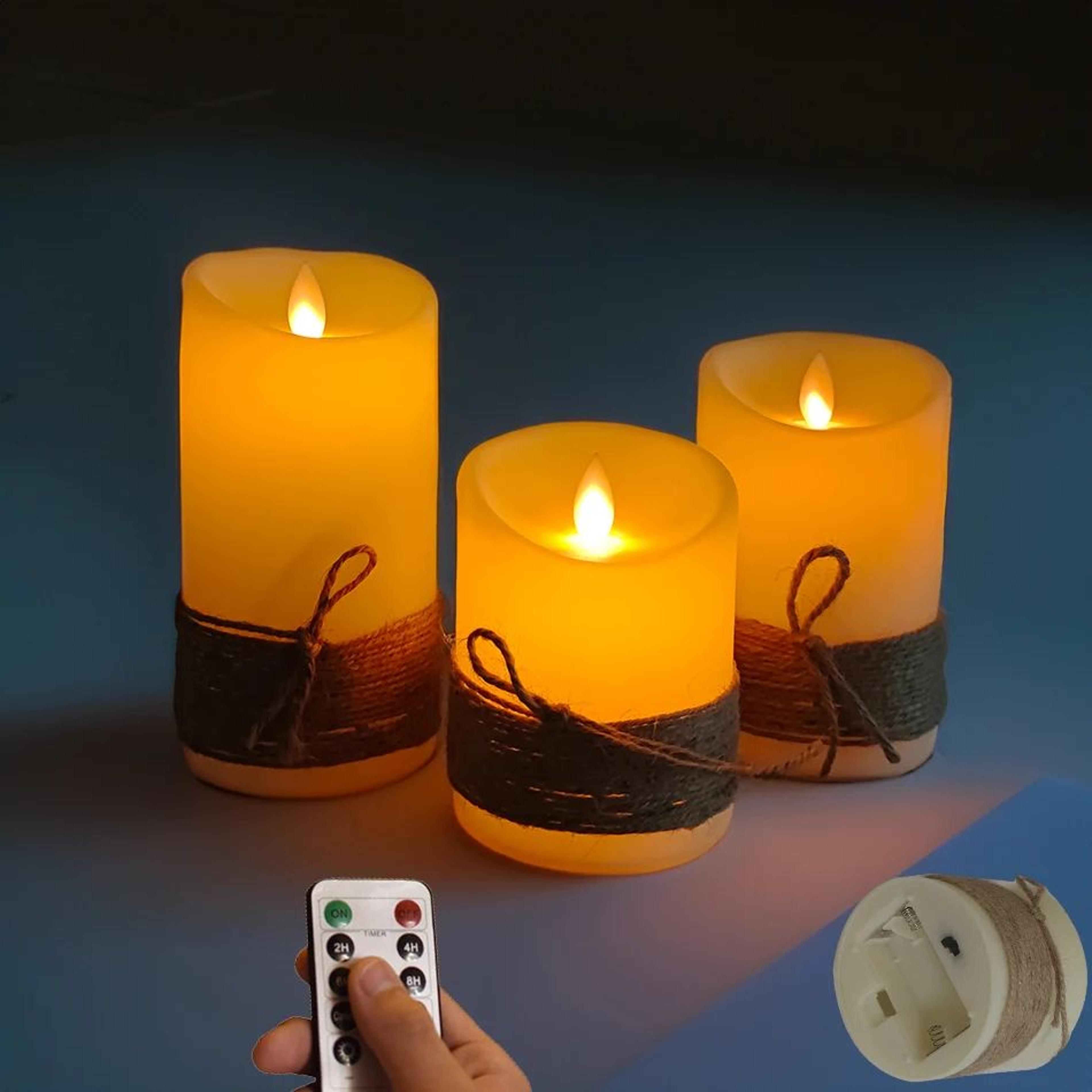 3 Piece Vintage LED Flameless Candles With Dancing Flame 6