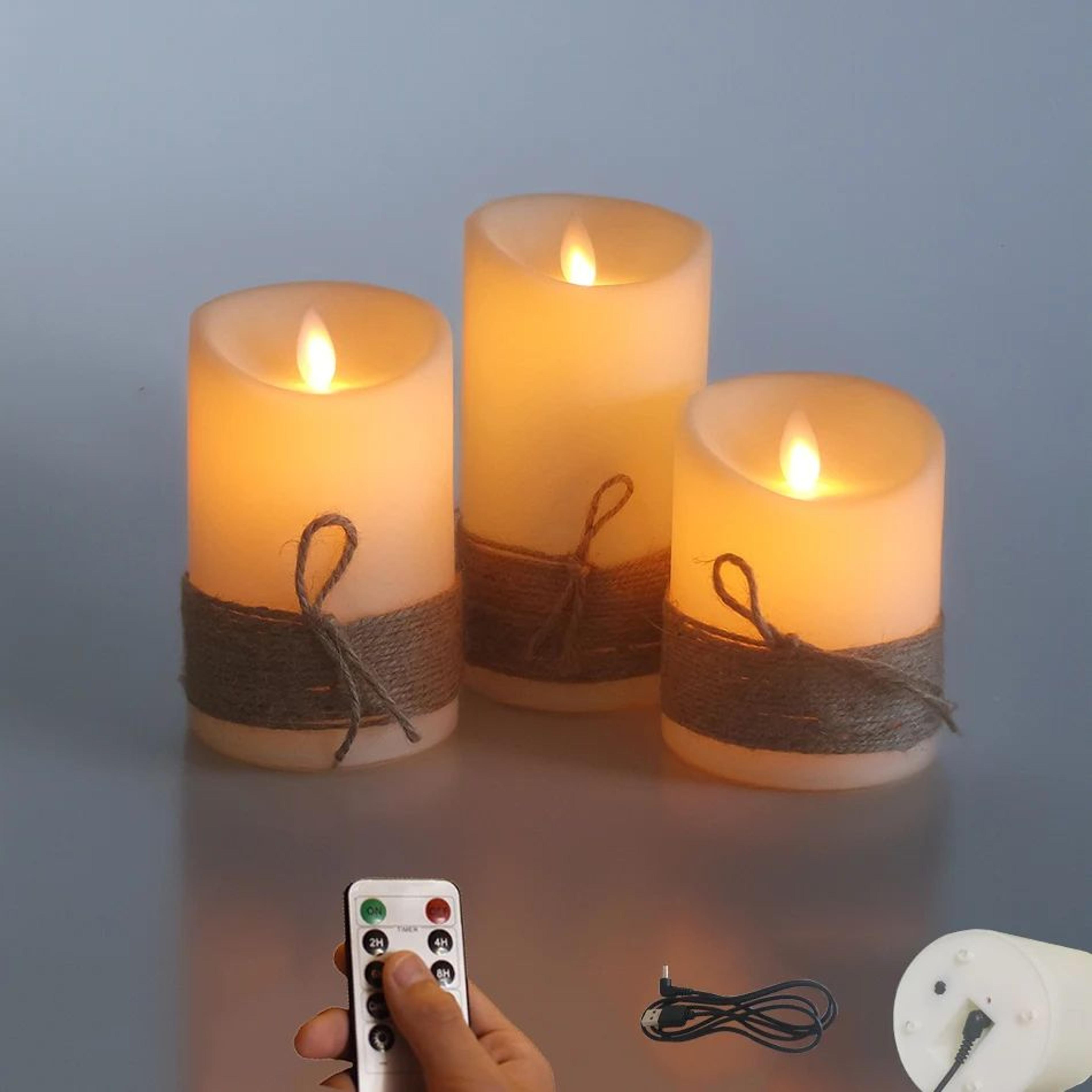 3 Piece Vintage LED Flameless Candles With Dancing Flame 7