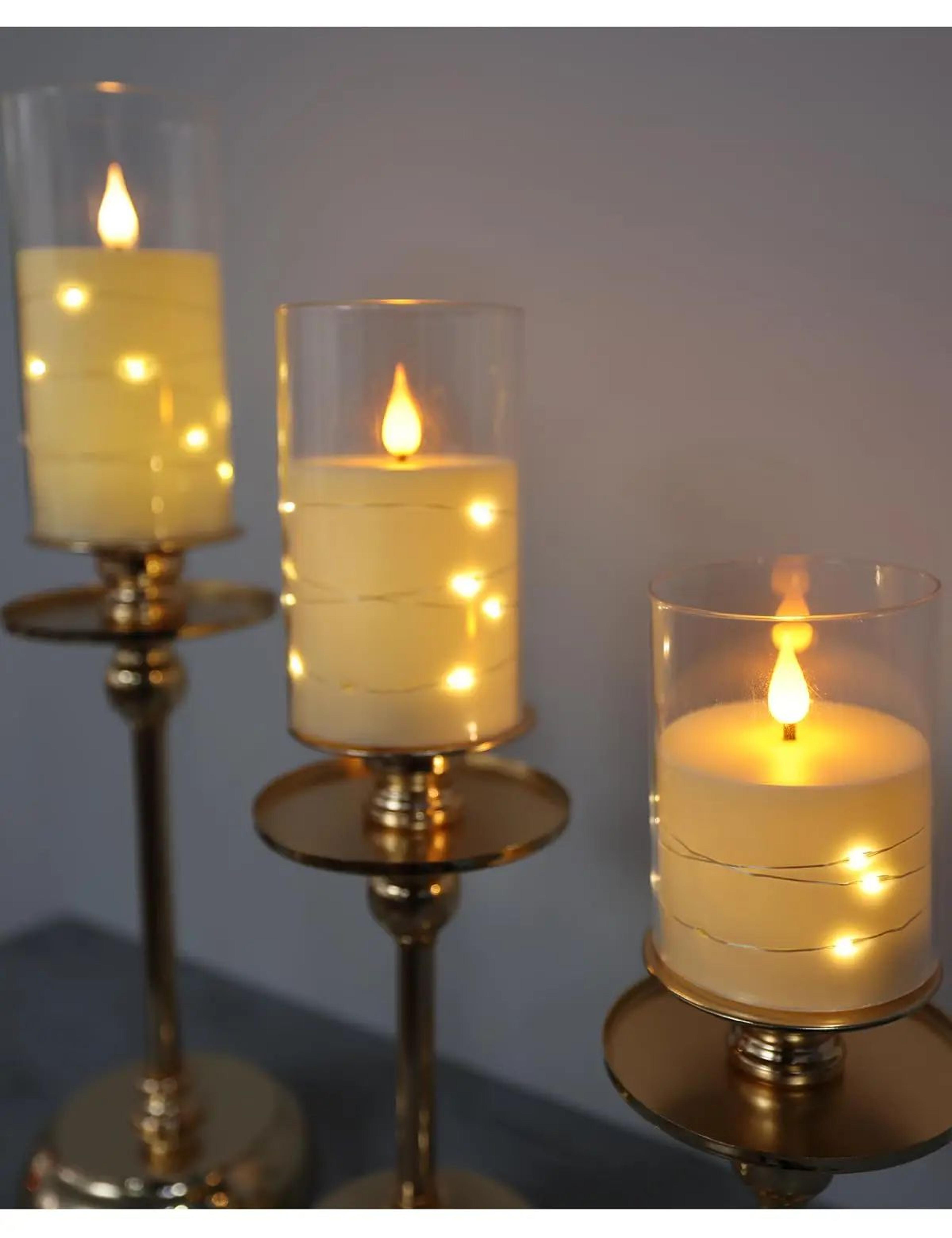 LED Flameless Candle With Fairy String Lights For Romantic Home Decor 1