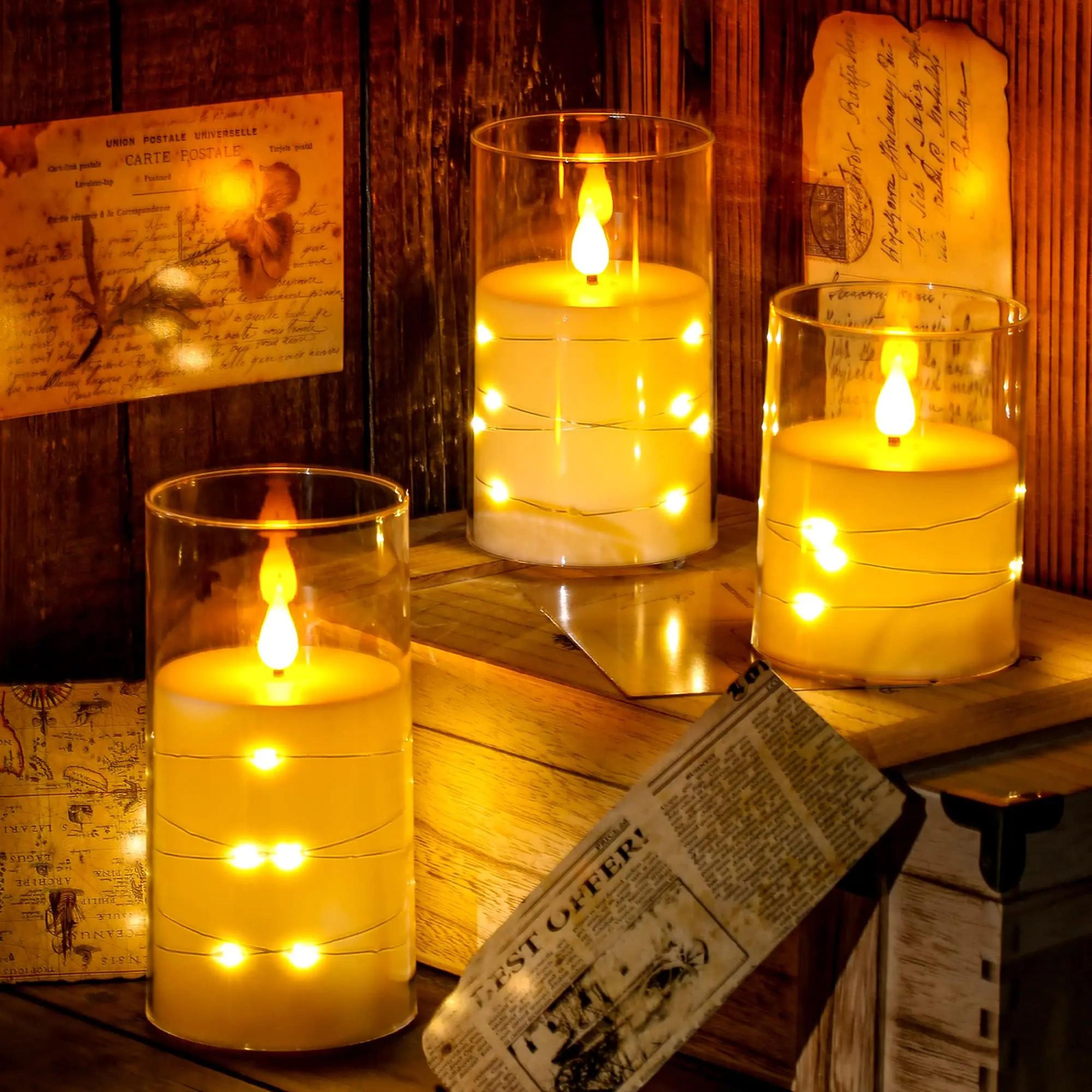 LED Flameless Candle With Fairy String Lights For Romantic Home Decor 2