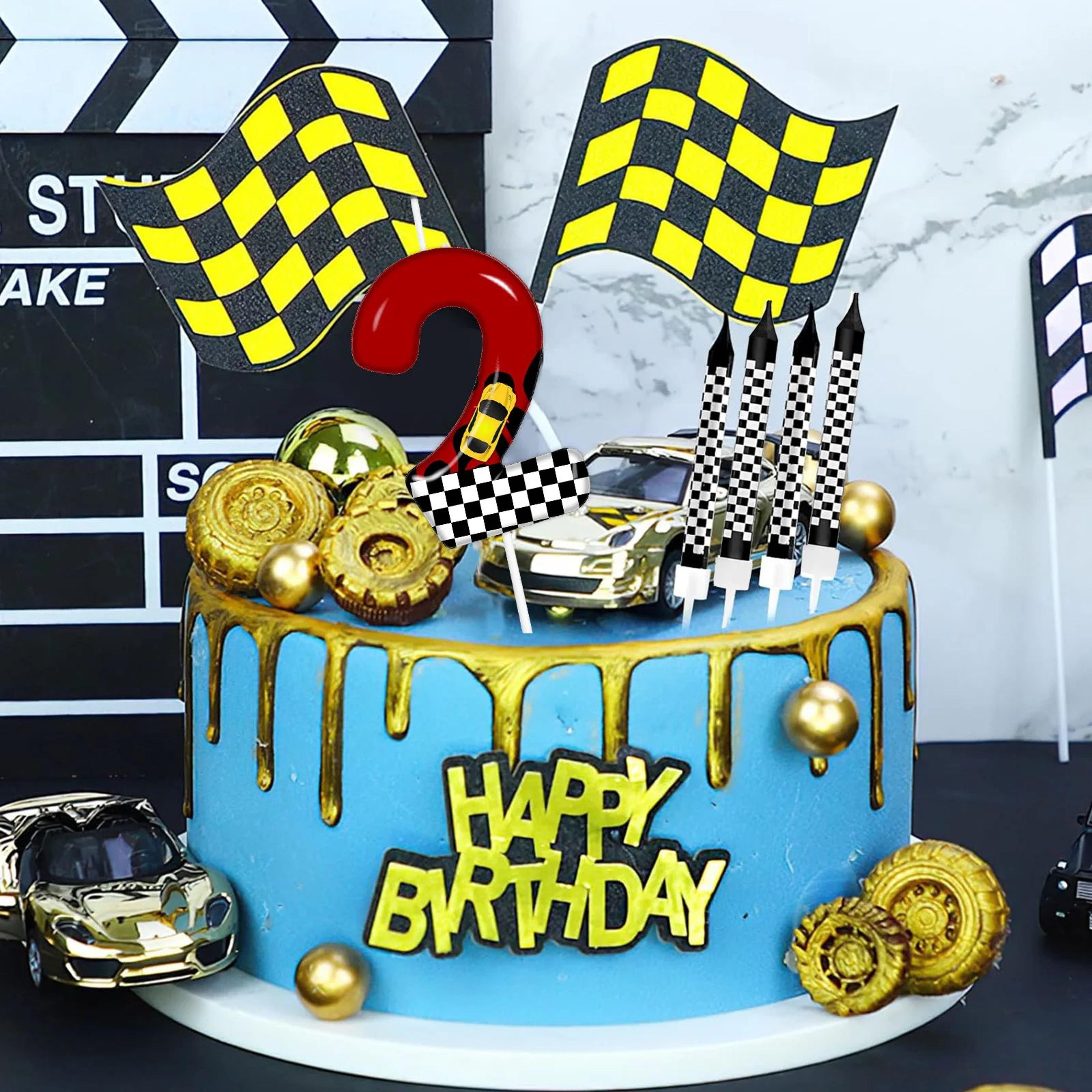 Racing Car Number Birthday Cake Candles And Cake Topper Set 2