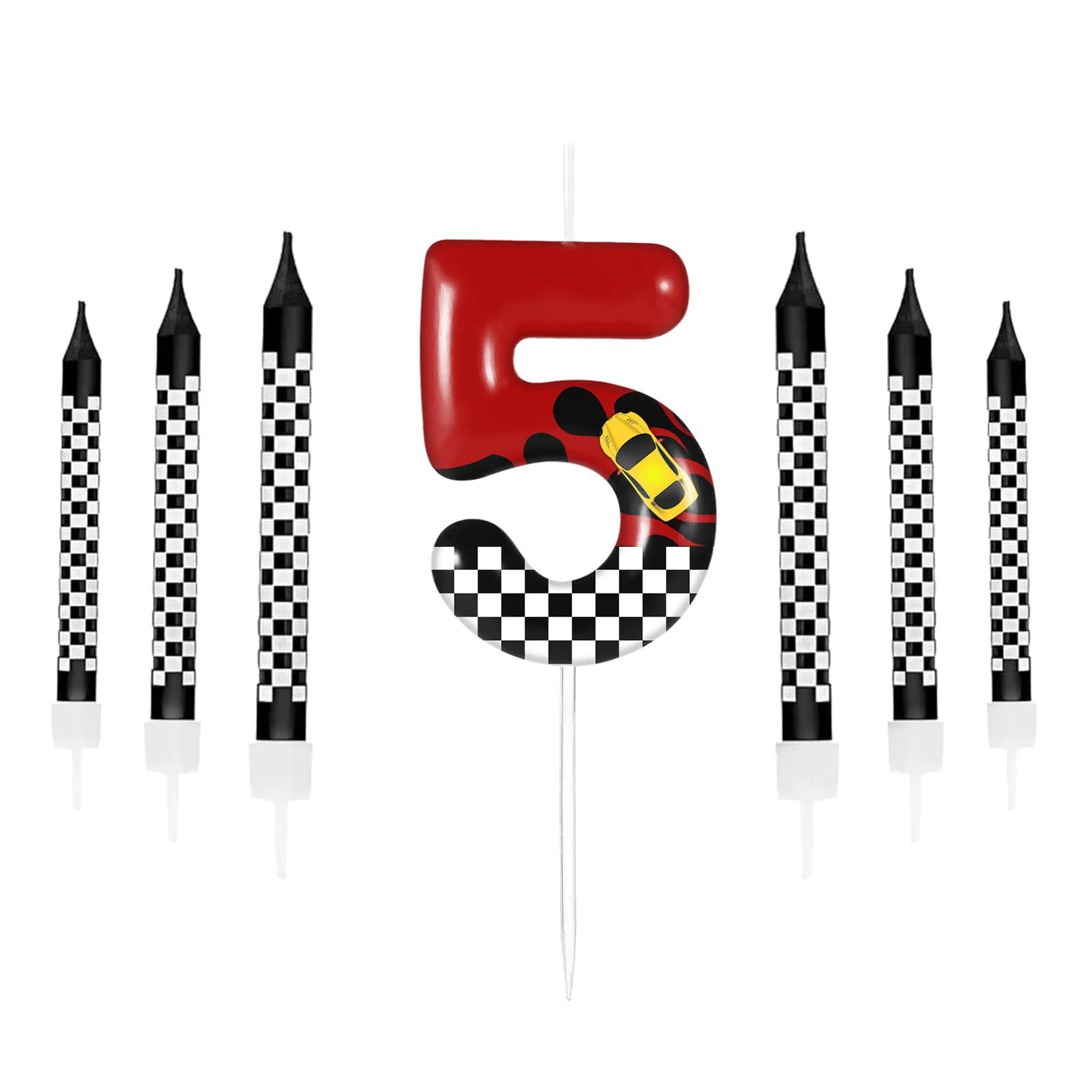 Racing Car Number Birthday Cake Candles And Cake Topper Set 11