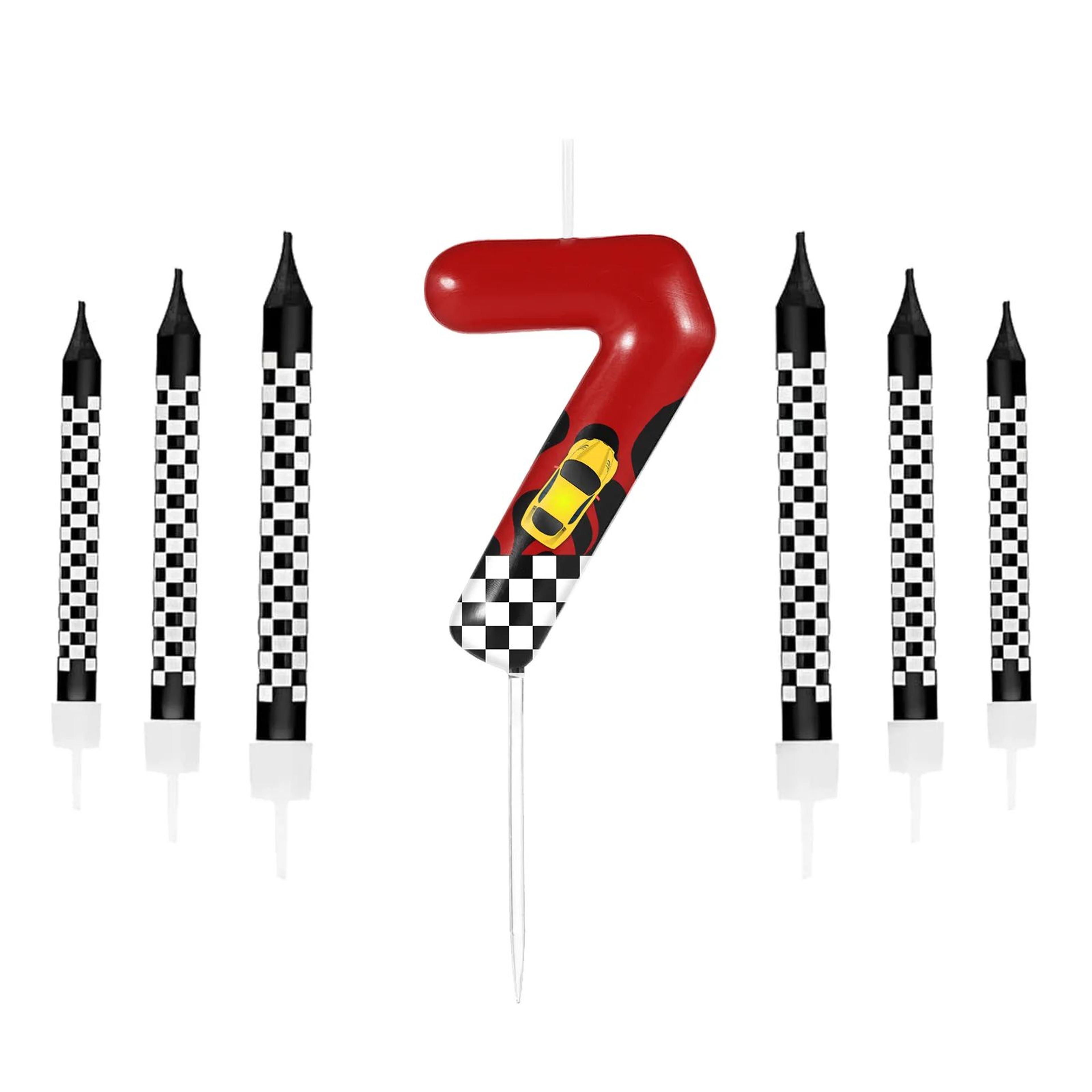 Racing Car Number Birthday Cake Candles And Cake Topper Set 13