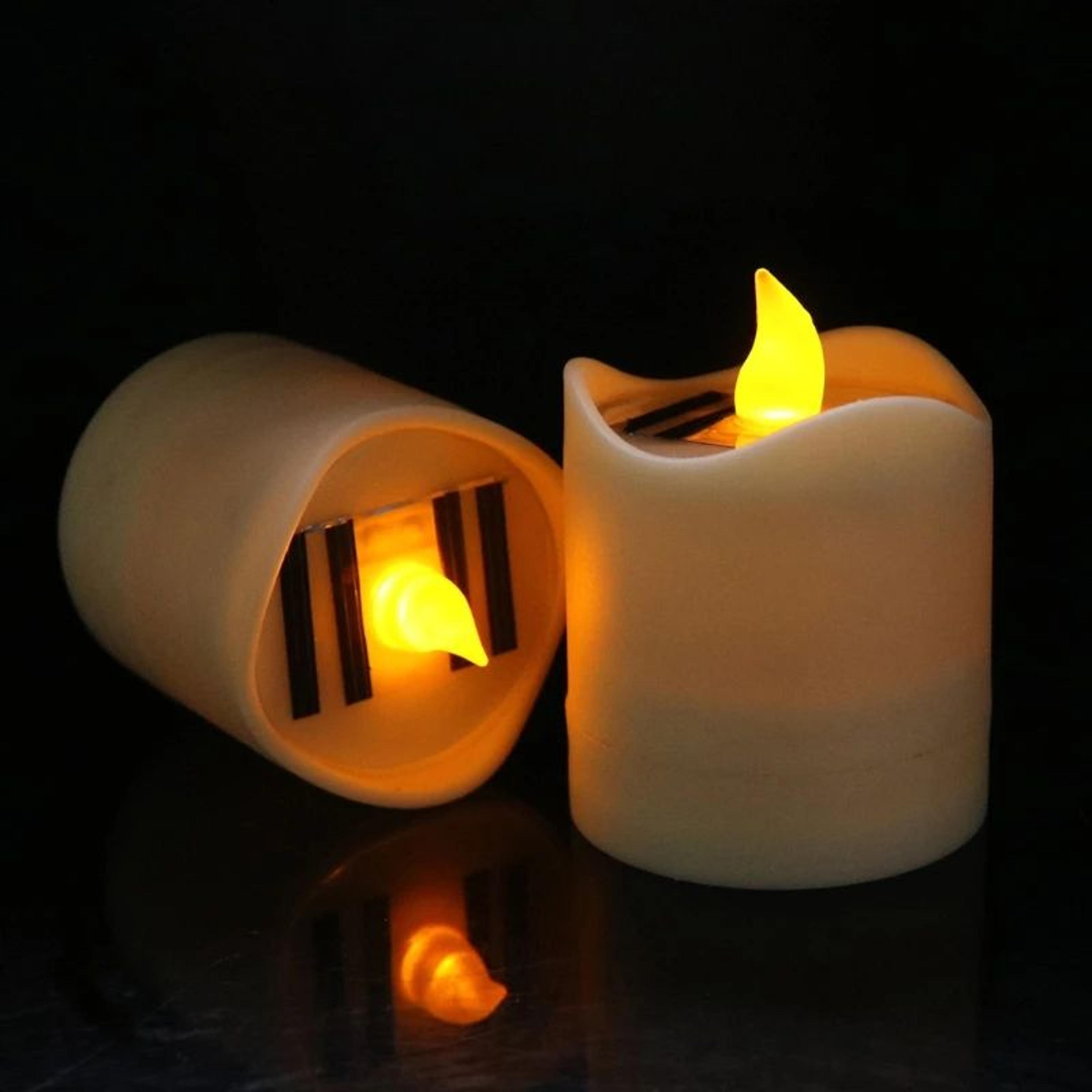 Solar Powered LED Flickering Tea Light Candle For Outdoor Decor 4