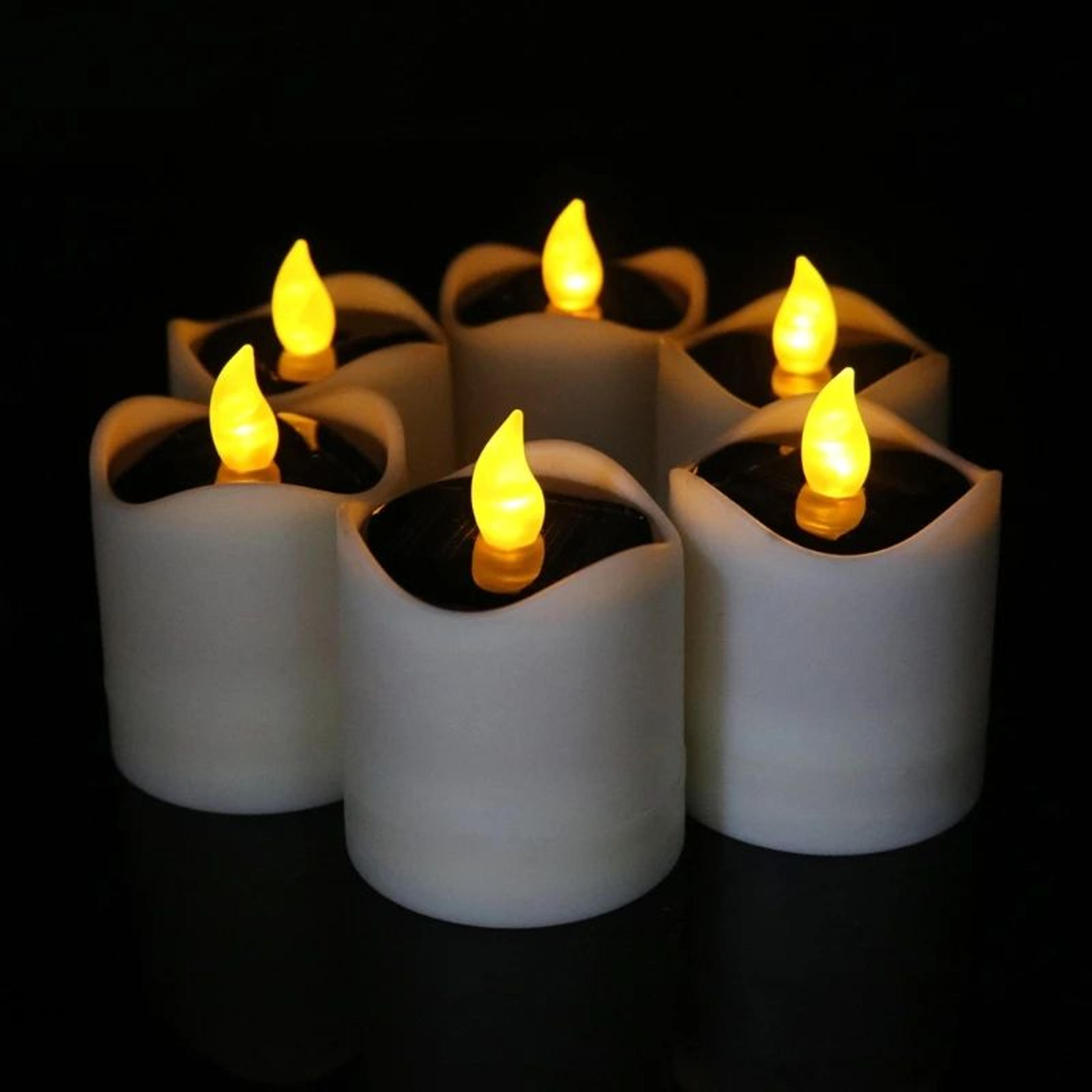 Solar Powered LED Flickering Tea Light Candle For Outdoor Decor 5