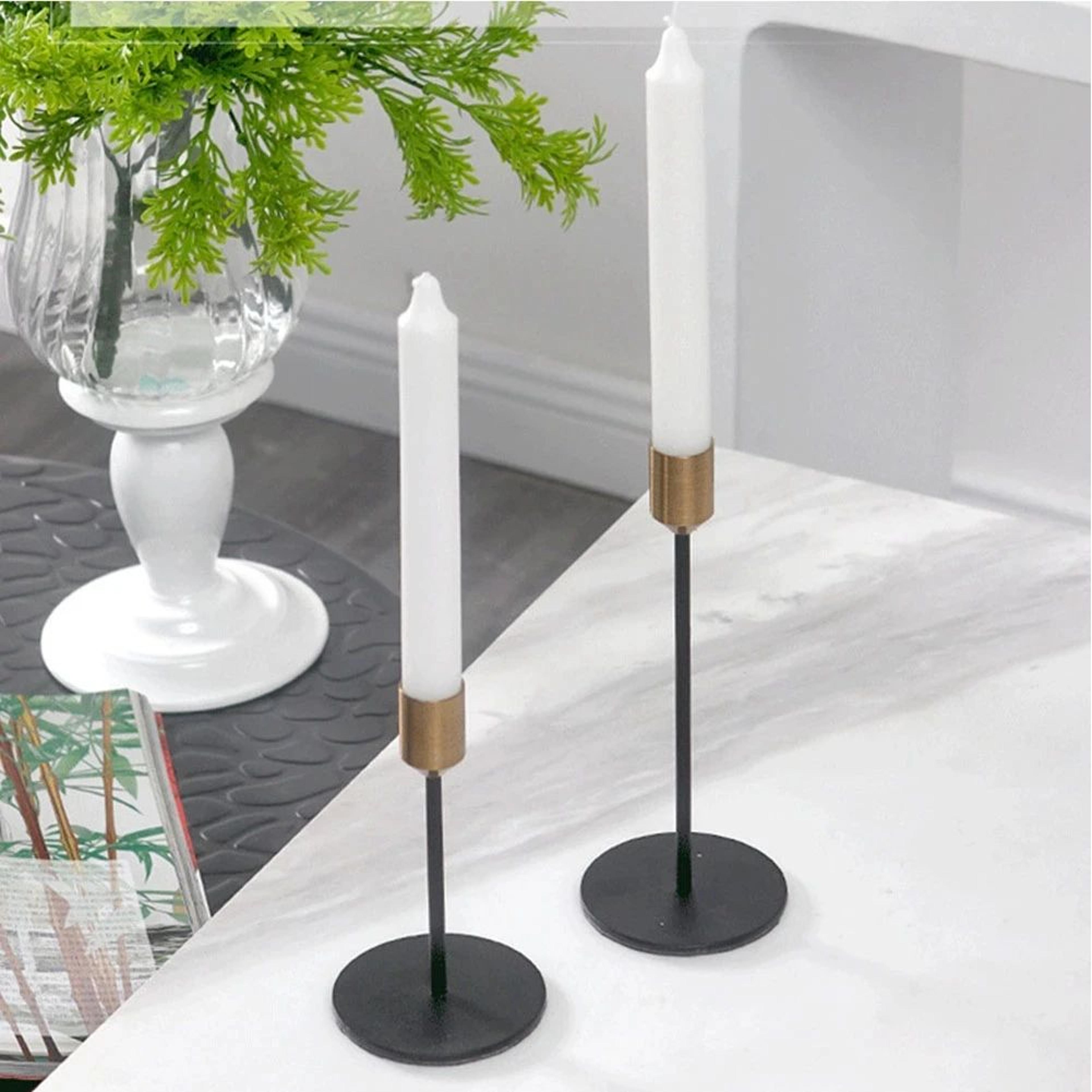 2 Piece Gold Metal Candle Holder Set For Home Decor 2
