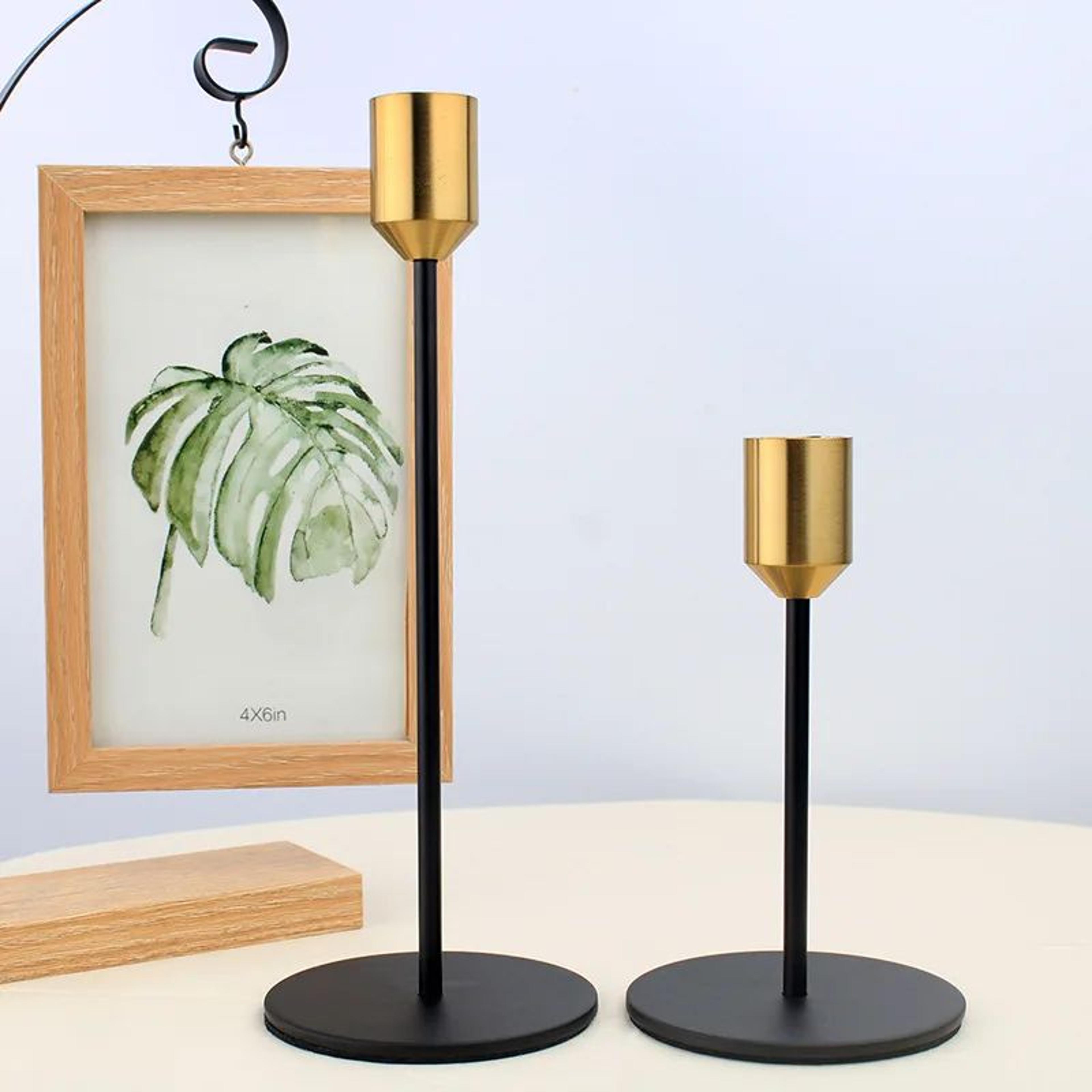2 Piece Gold Metal Candle Holder Set For Home Decor 4