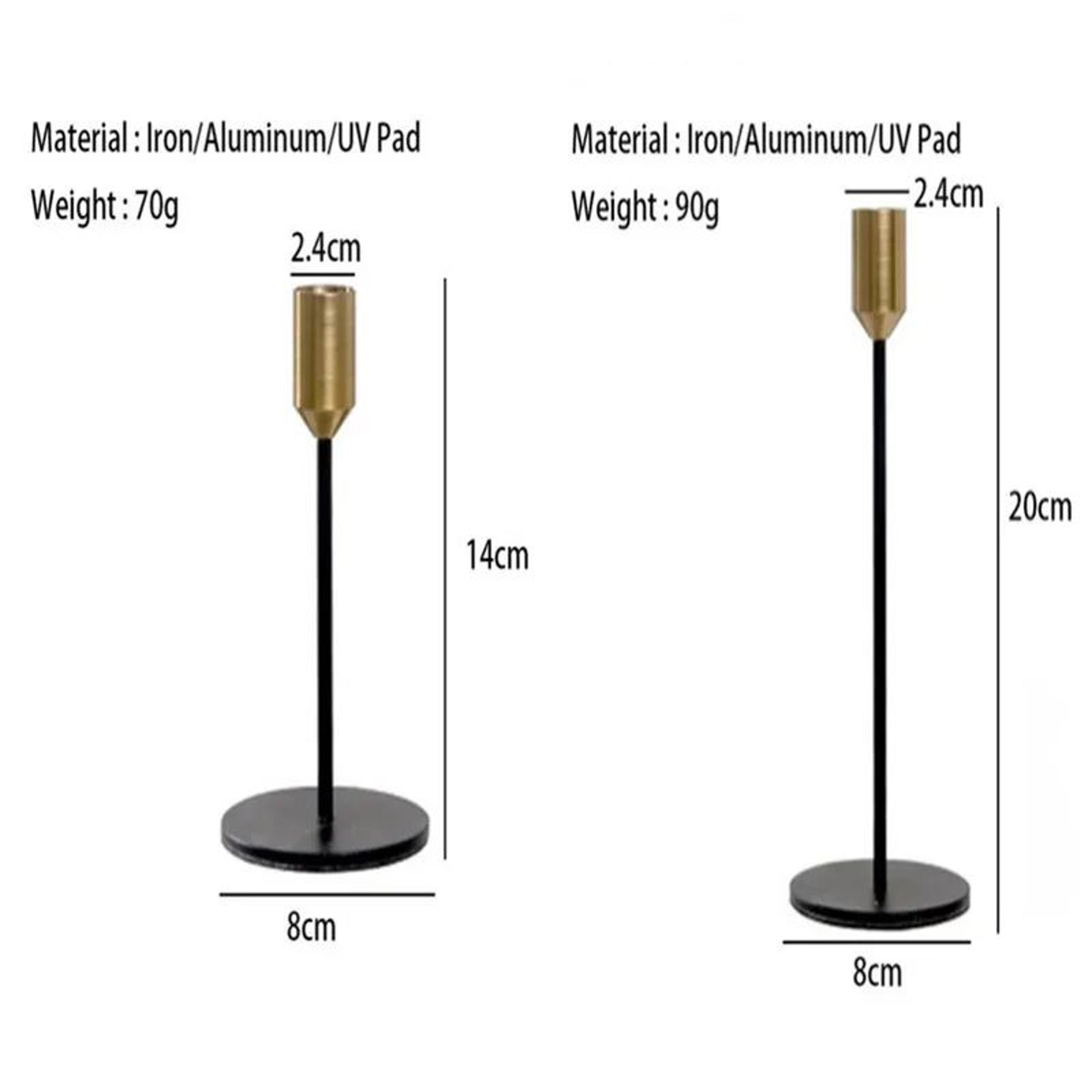 2 Piece Gold Metal Candle Holder Set For Home Decor 6