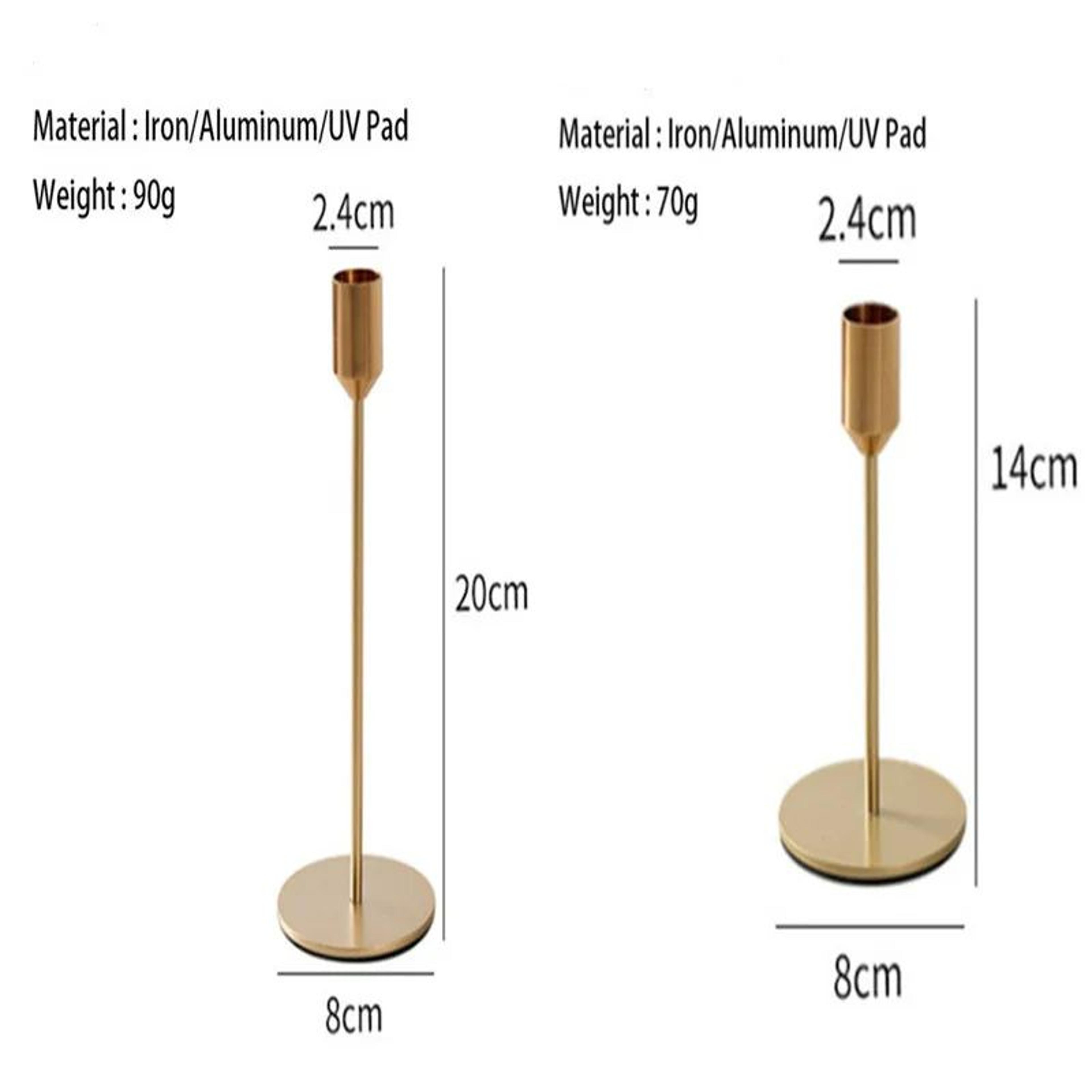 2 Piece Gold Metal Candle Holder Set For Home Decor 7
