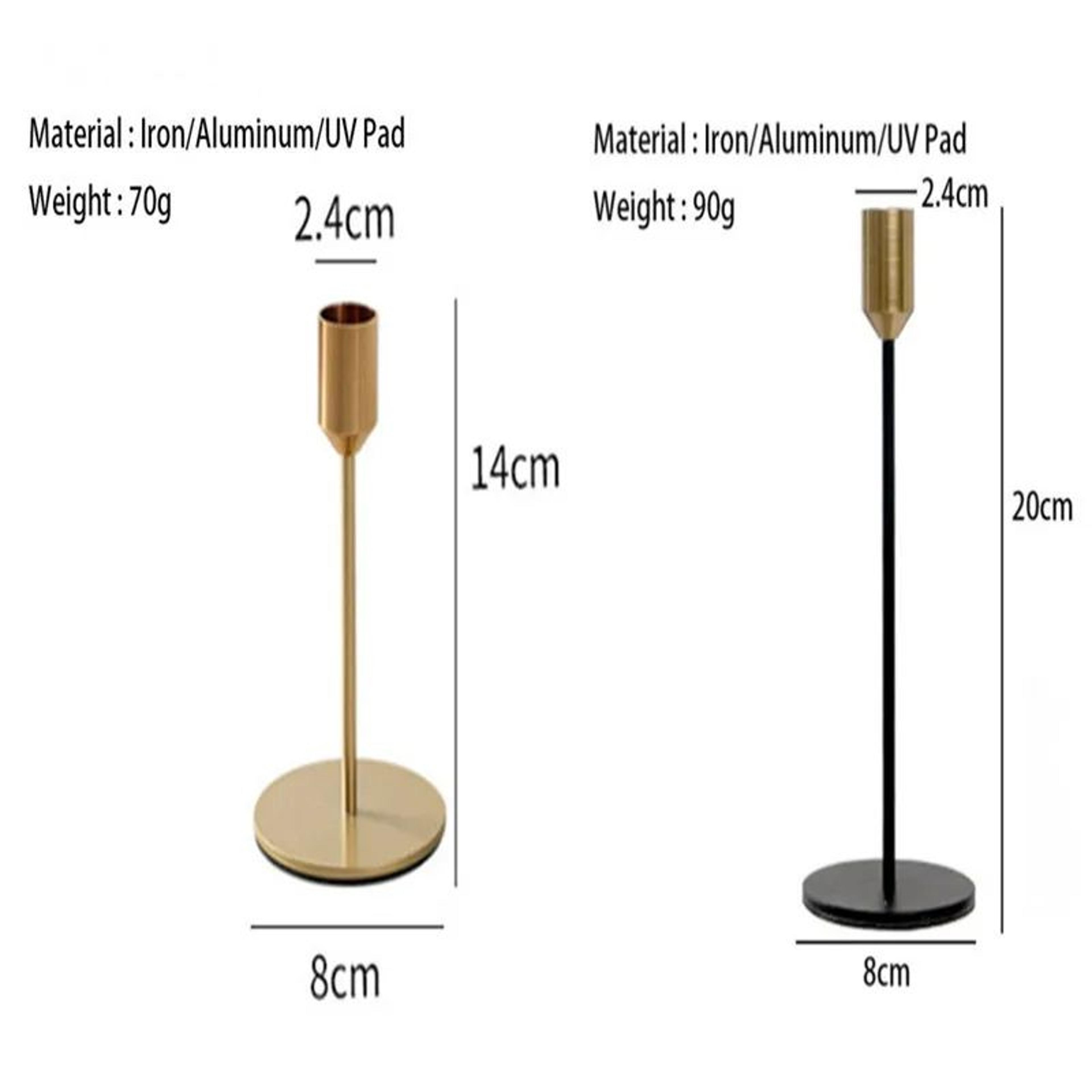 2 Piece Gold Metal Candle Holder Set For Home Decor 8
