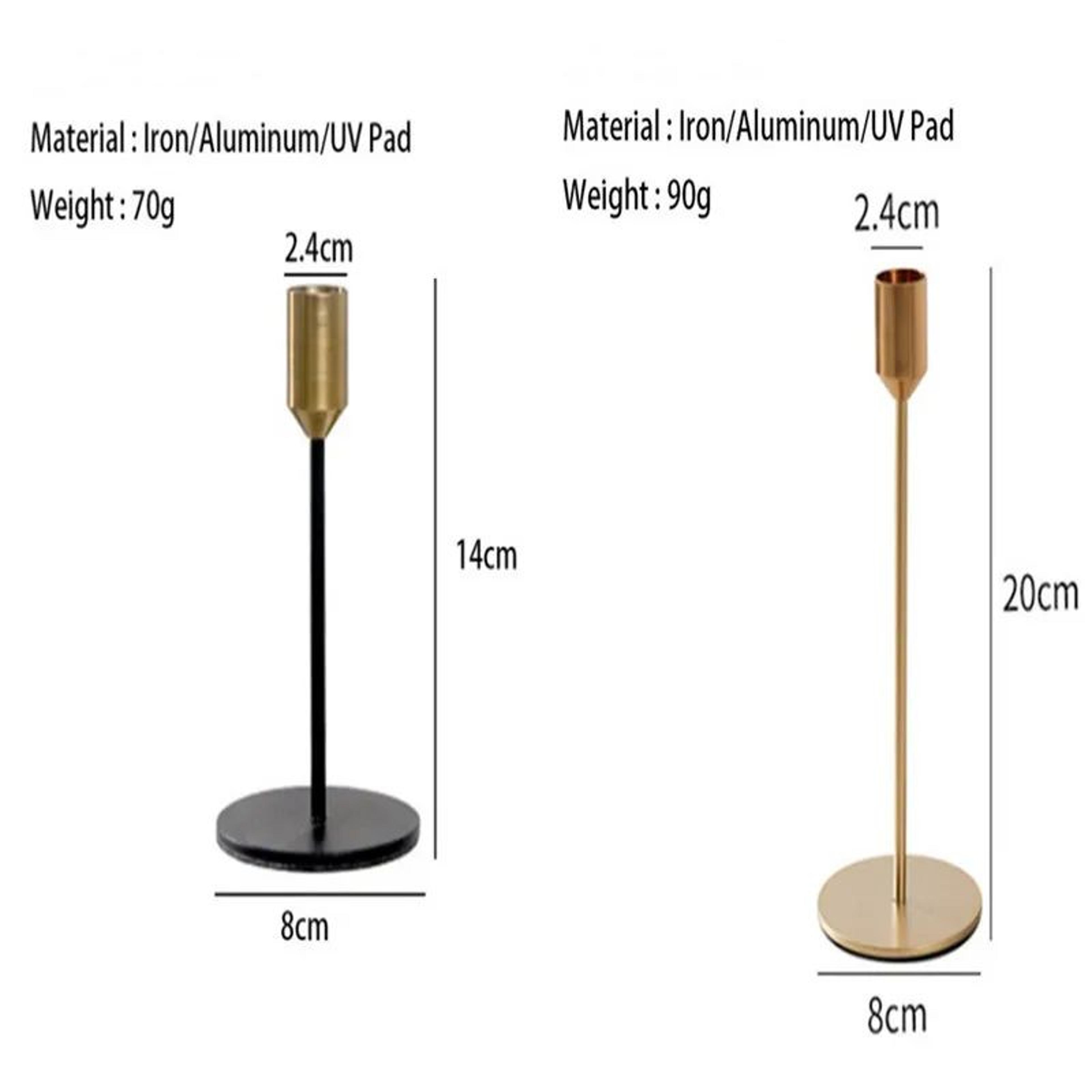 2 Piece Gold Metal Candle Holder Set For Home Decor 9