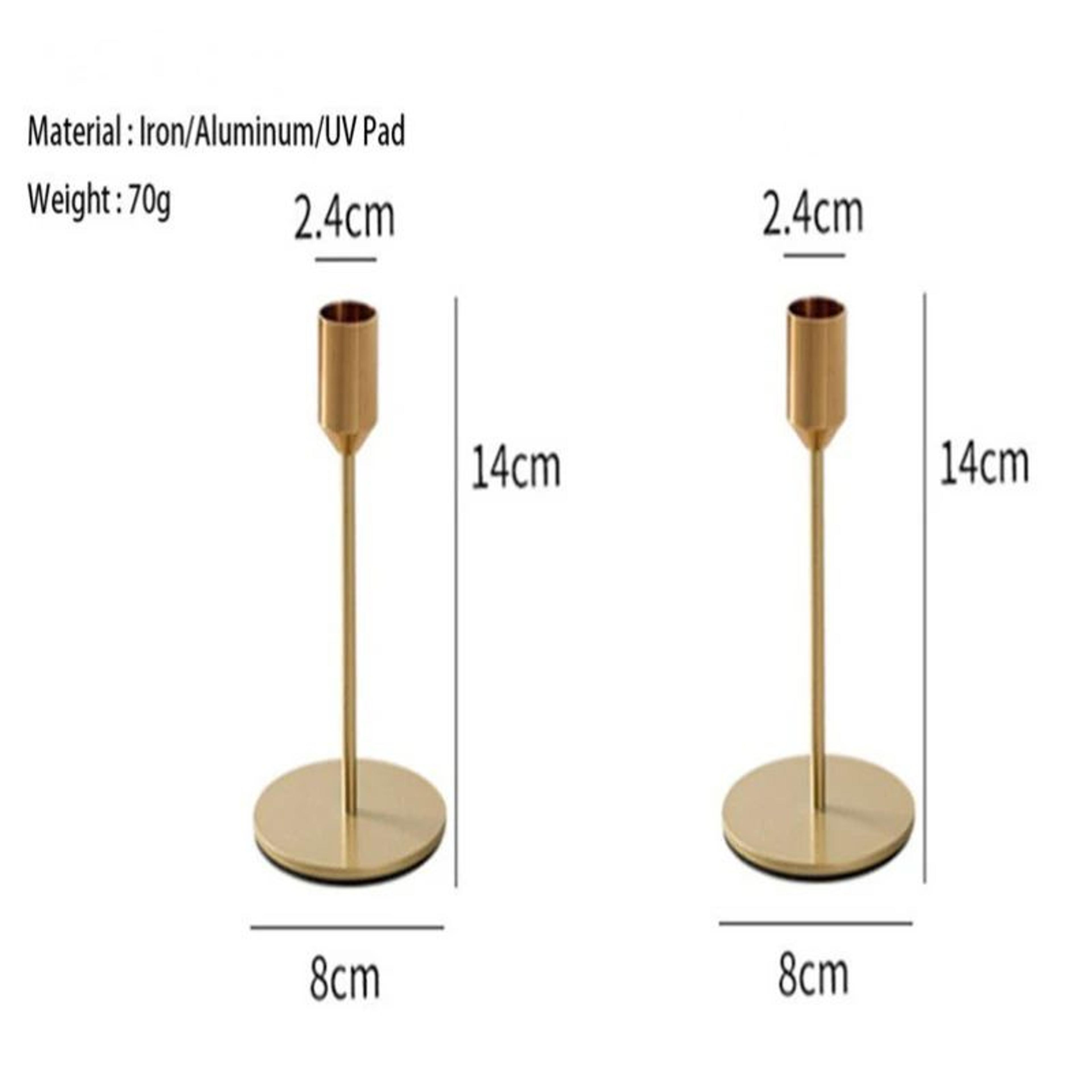 2 Piece Gold Metal Candle Holder Set For Home Decor 10