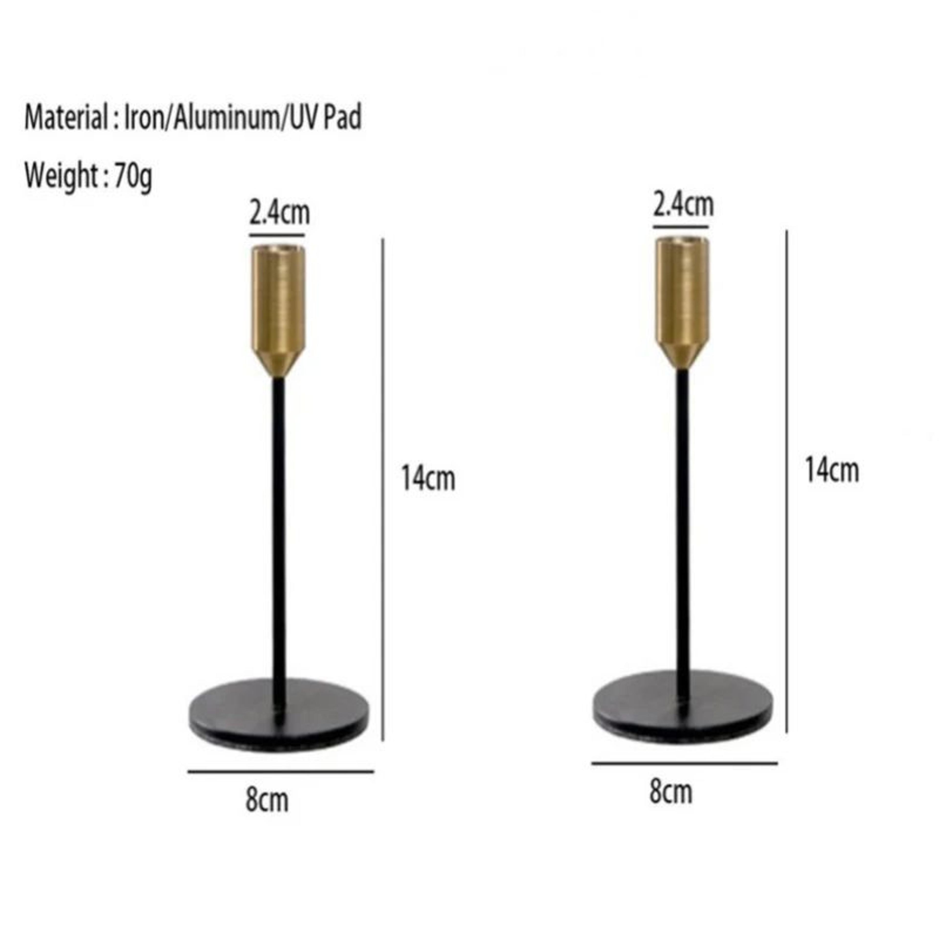 2 Piece Gold Metal Candle Holder Set For Home Decor 11