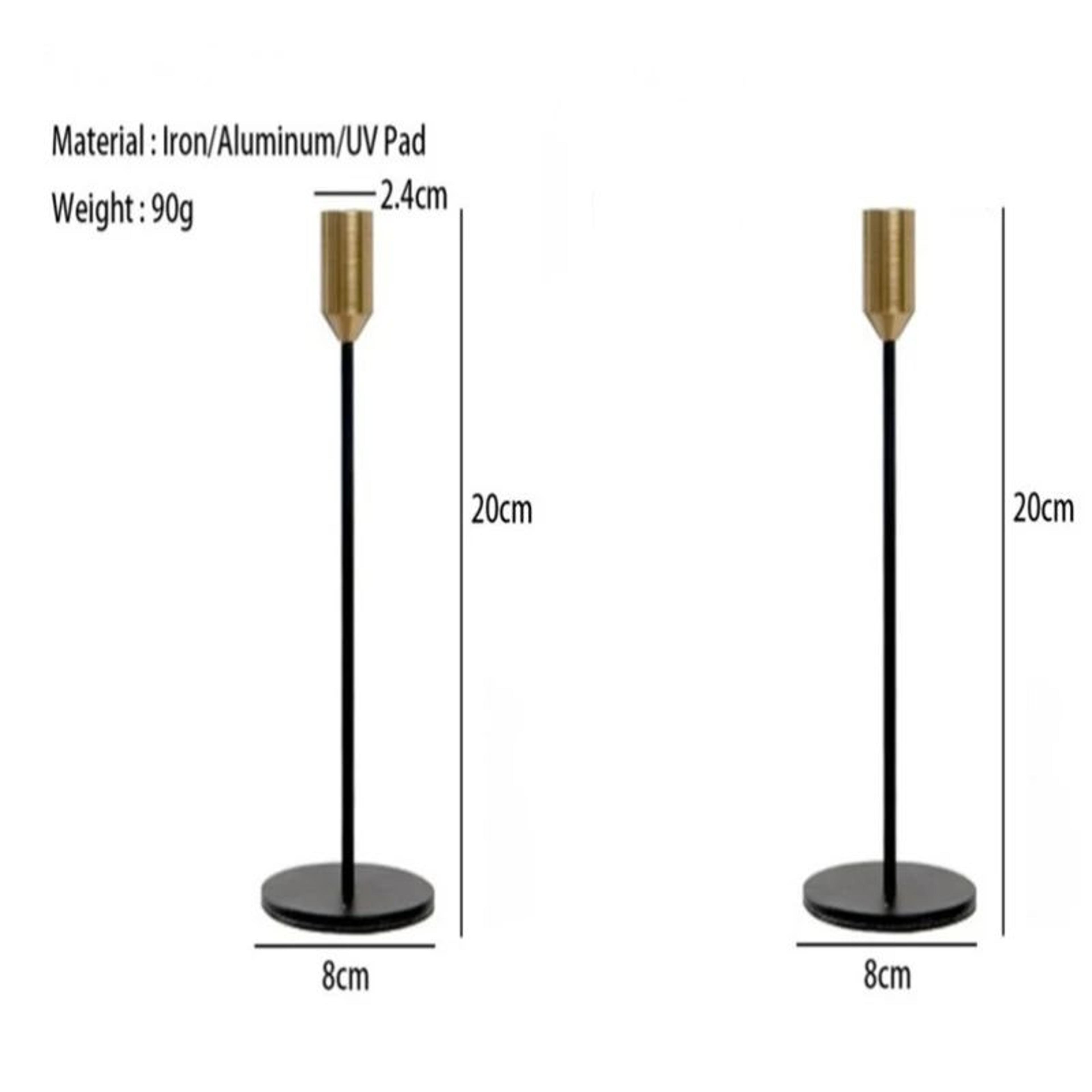 2 Piece Gold Metal Candle Holder Set For Home Decor 12