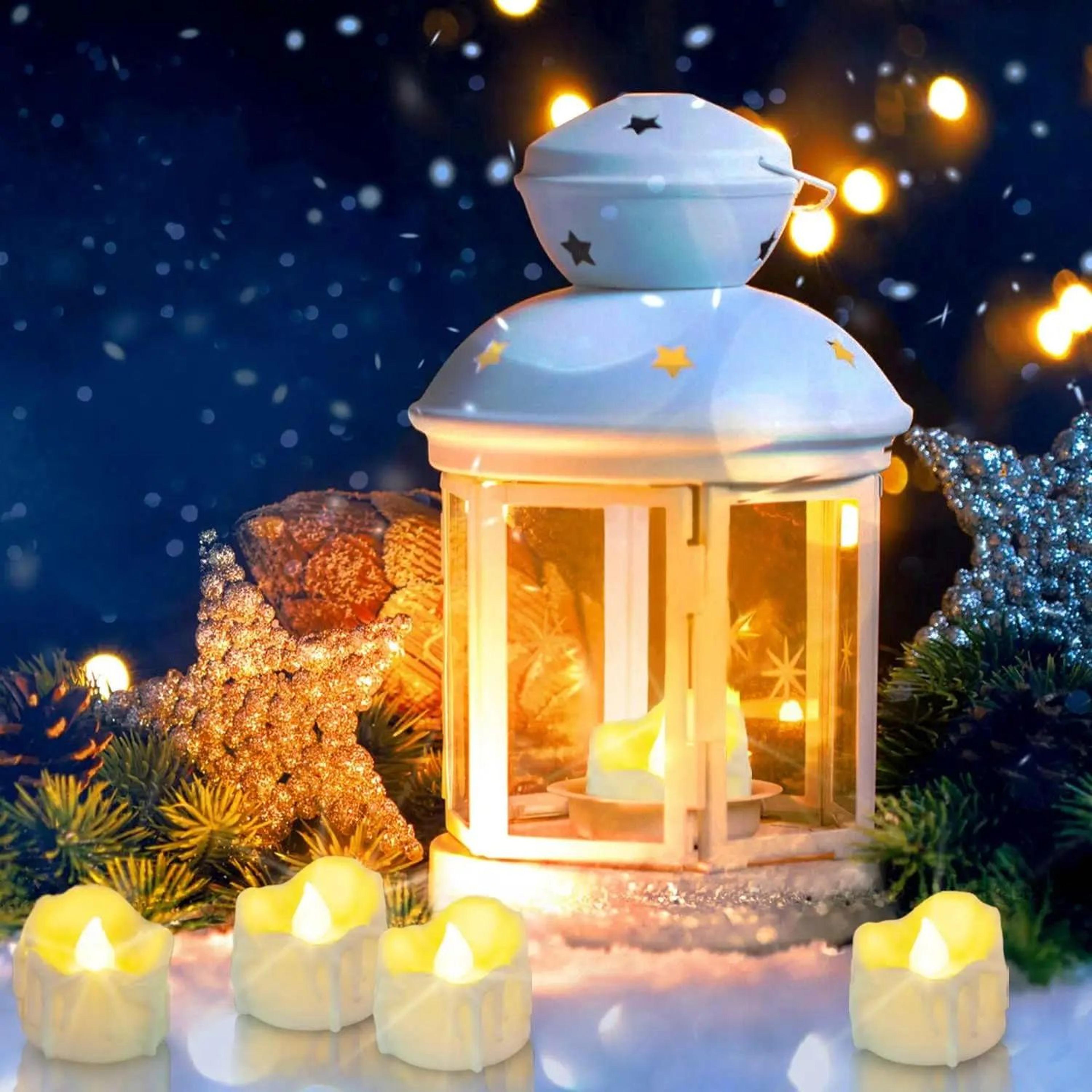 Flameless LED Tea Light Candles Realistic Flickering Wax Effect Set 4