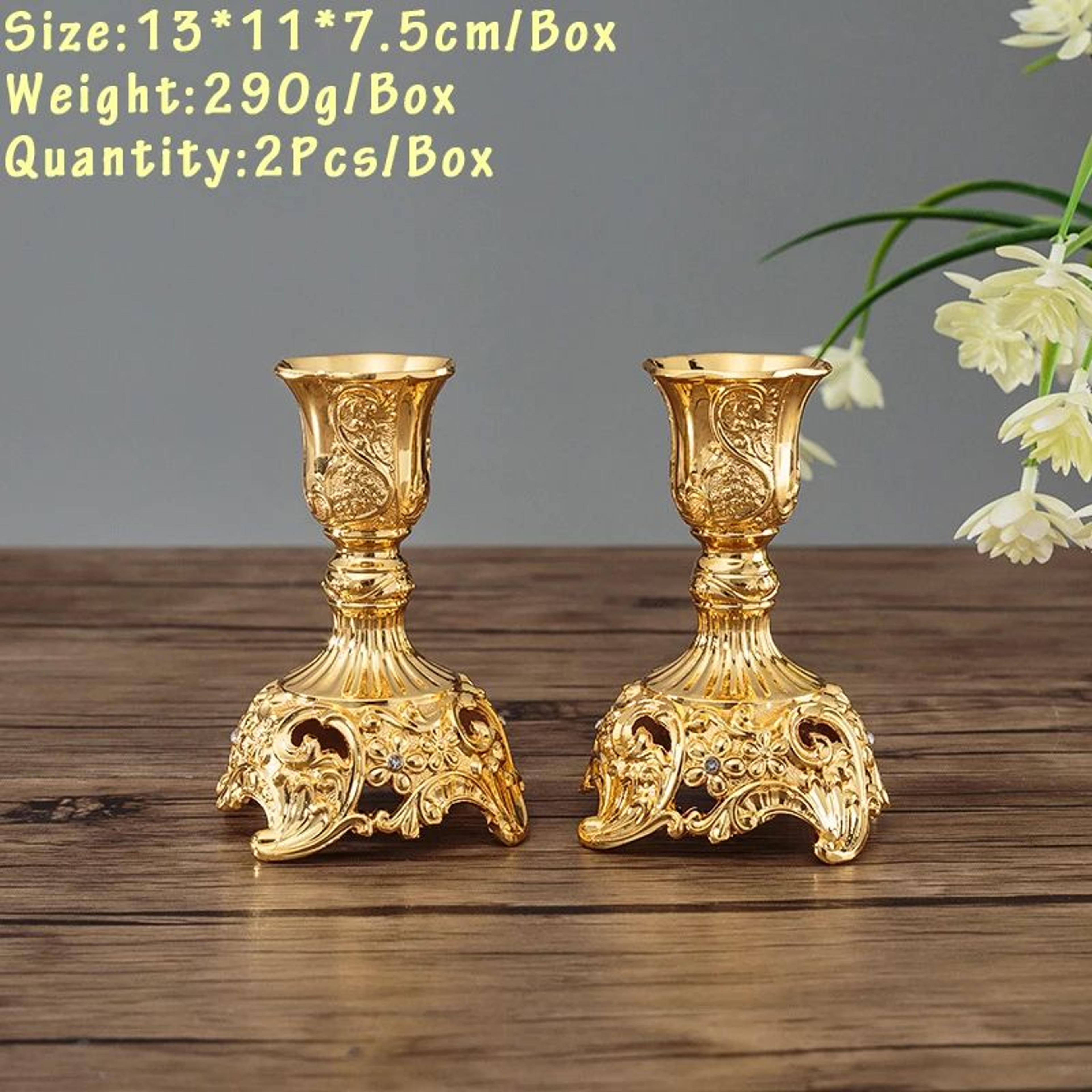 European Metal Candlestick Holders Set Of 2 Gold And Silver 15