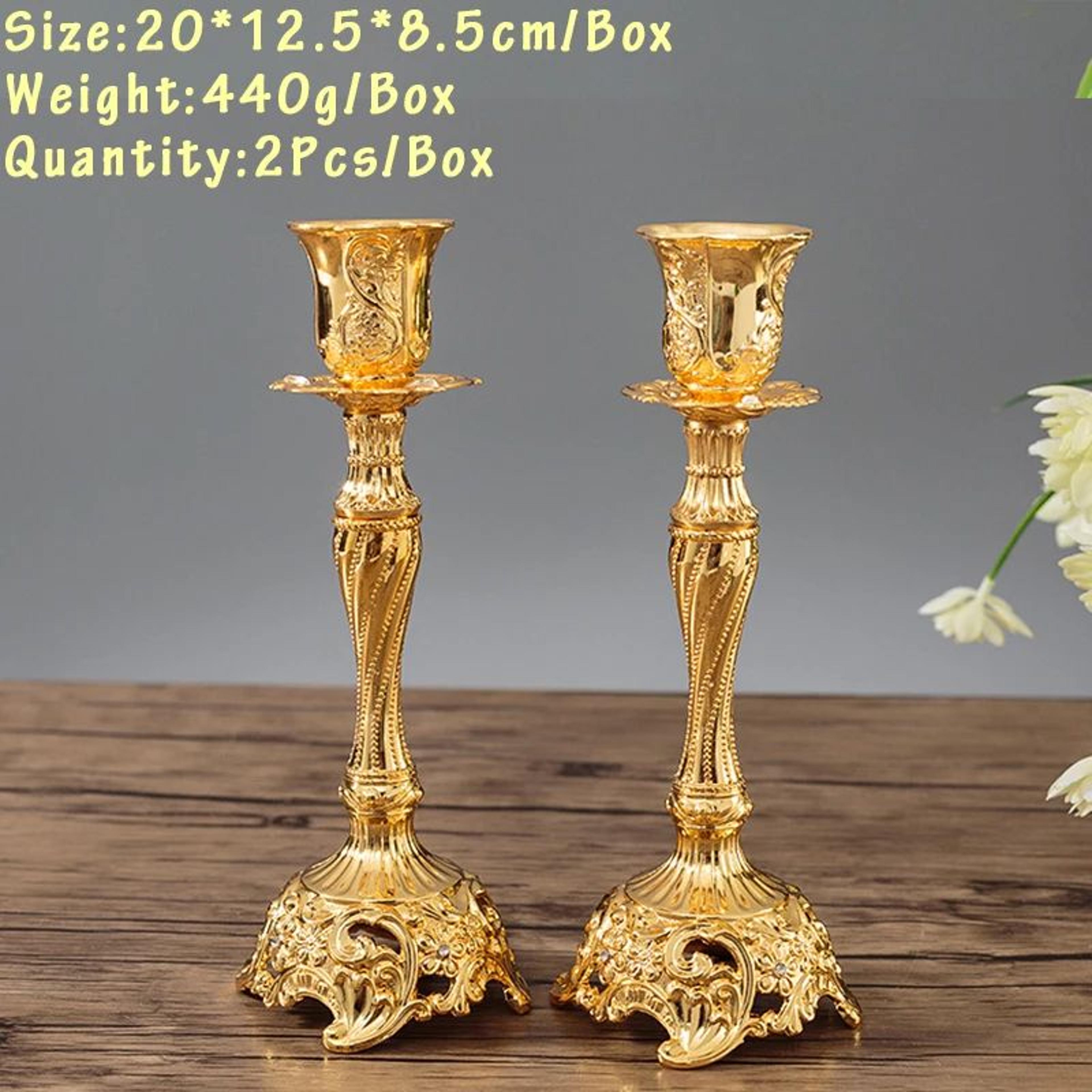 European Metal Candlestick Holders Set Of 2 Gold And Silver 17