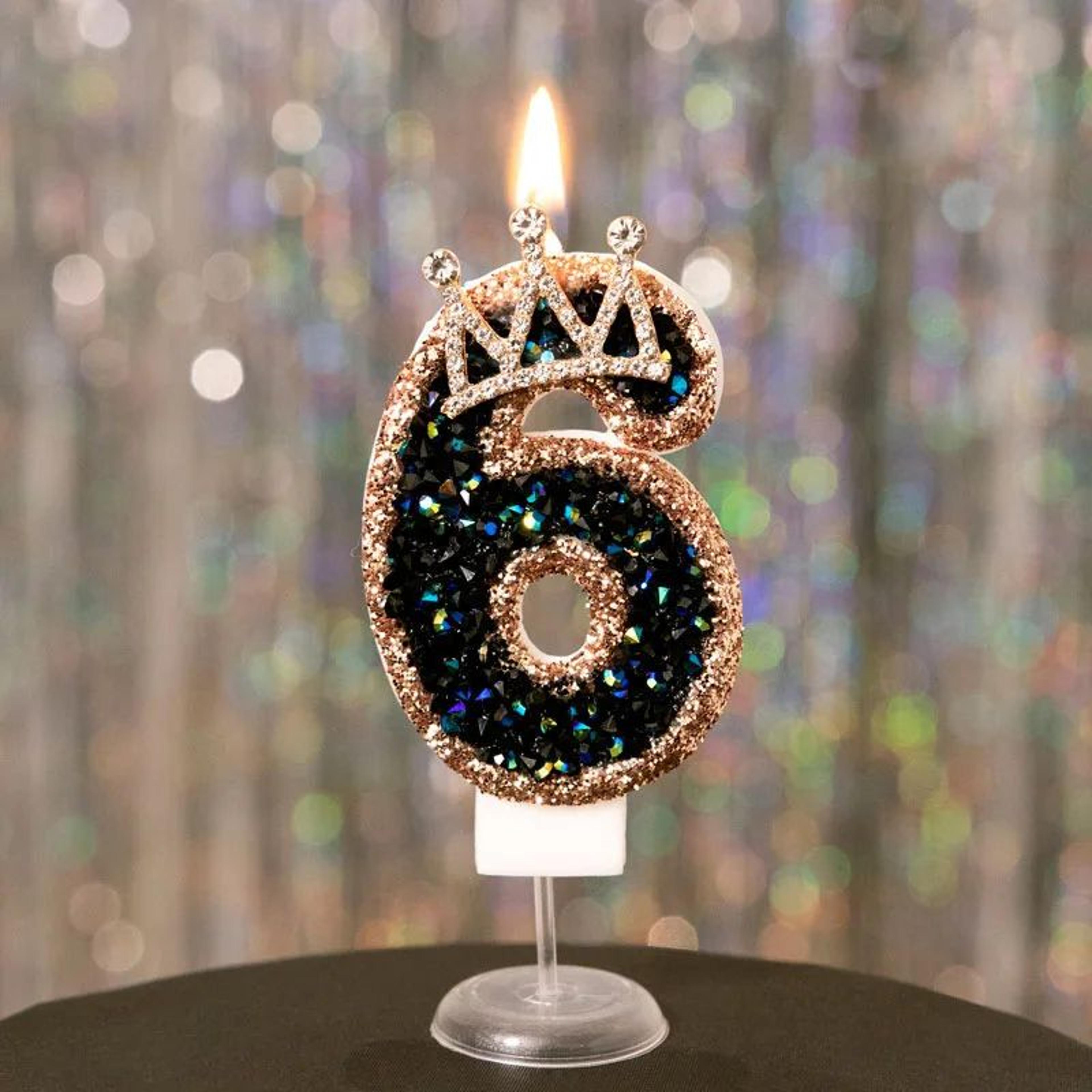 Luxury Rhinestone Crown Number Birthday Candle Cake Topper 11