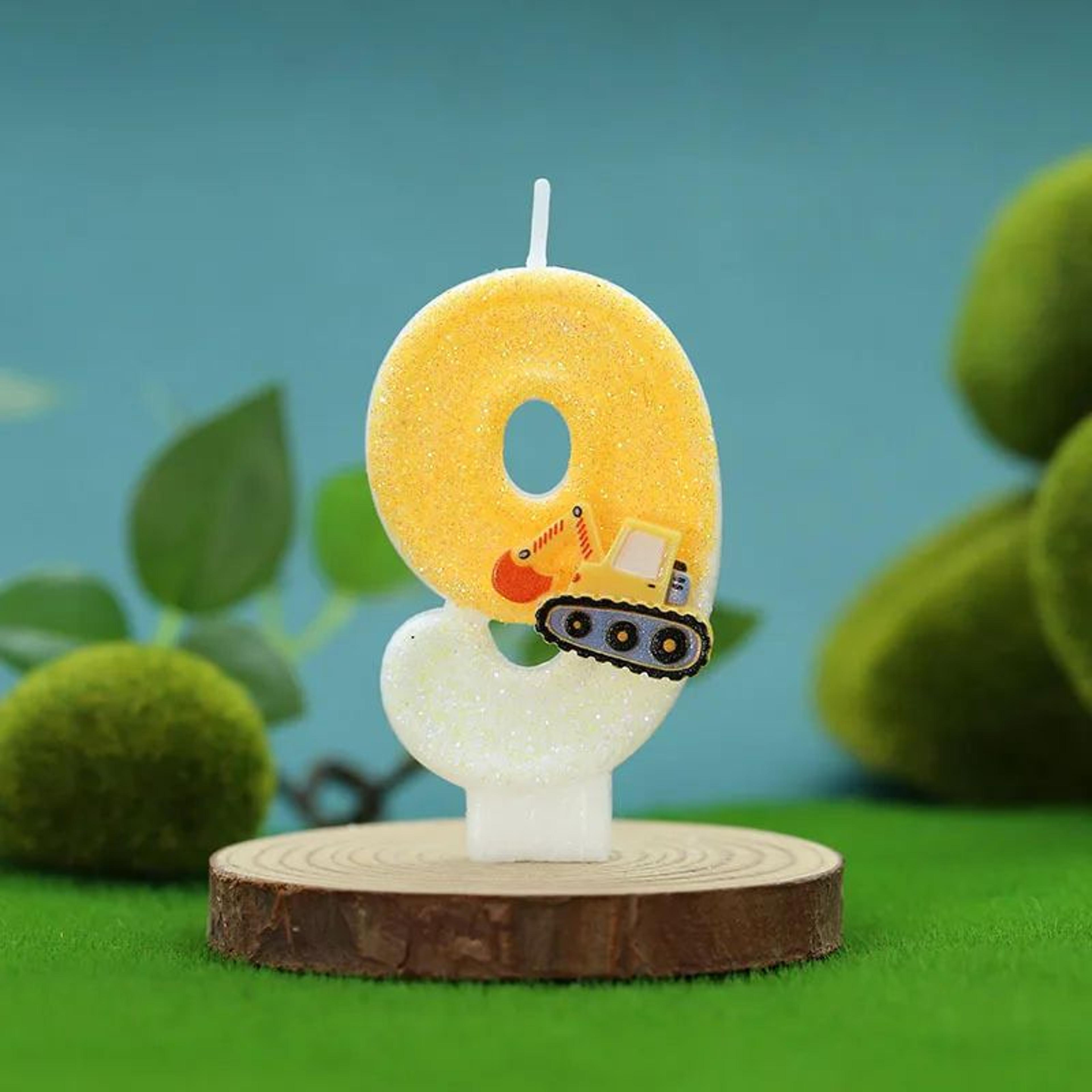 Construction Excavator Number Birthday Candle Cake Topper 1