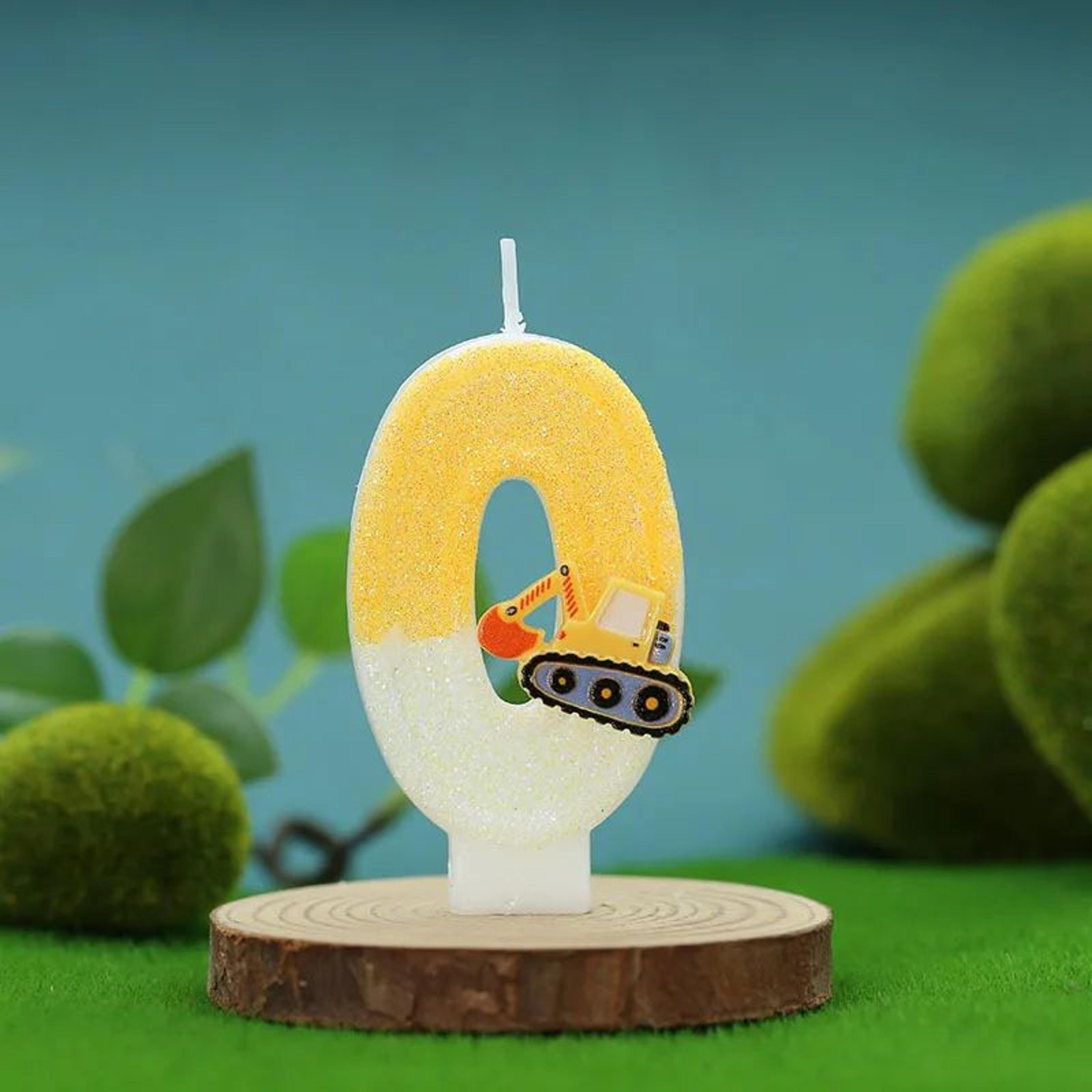 Construction Excavator Number Birthday Candle Cake Topper 5