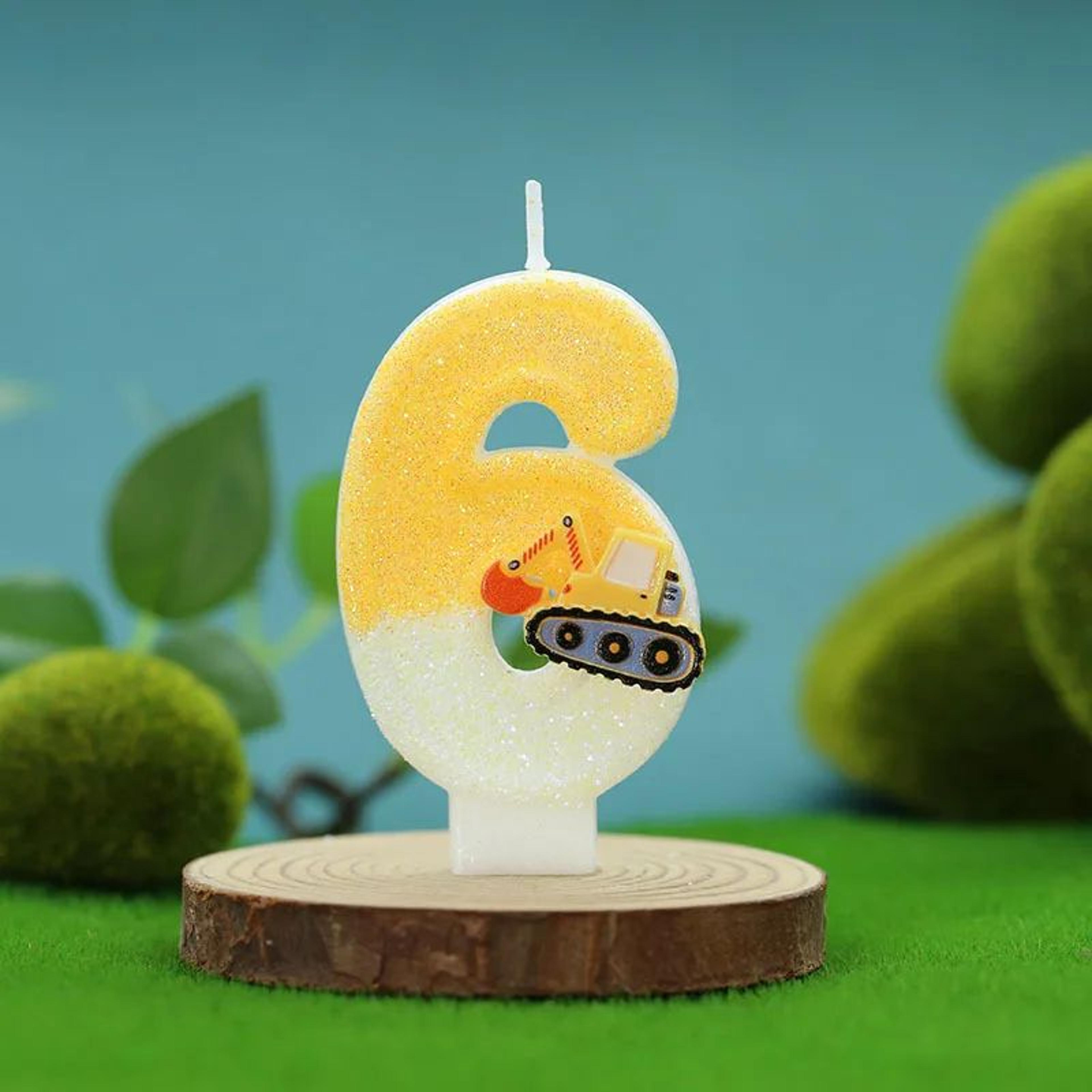 Construction Excavator Number Birthday Candle Cake Topper 11