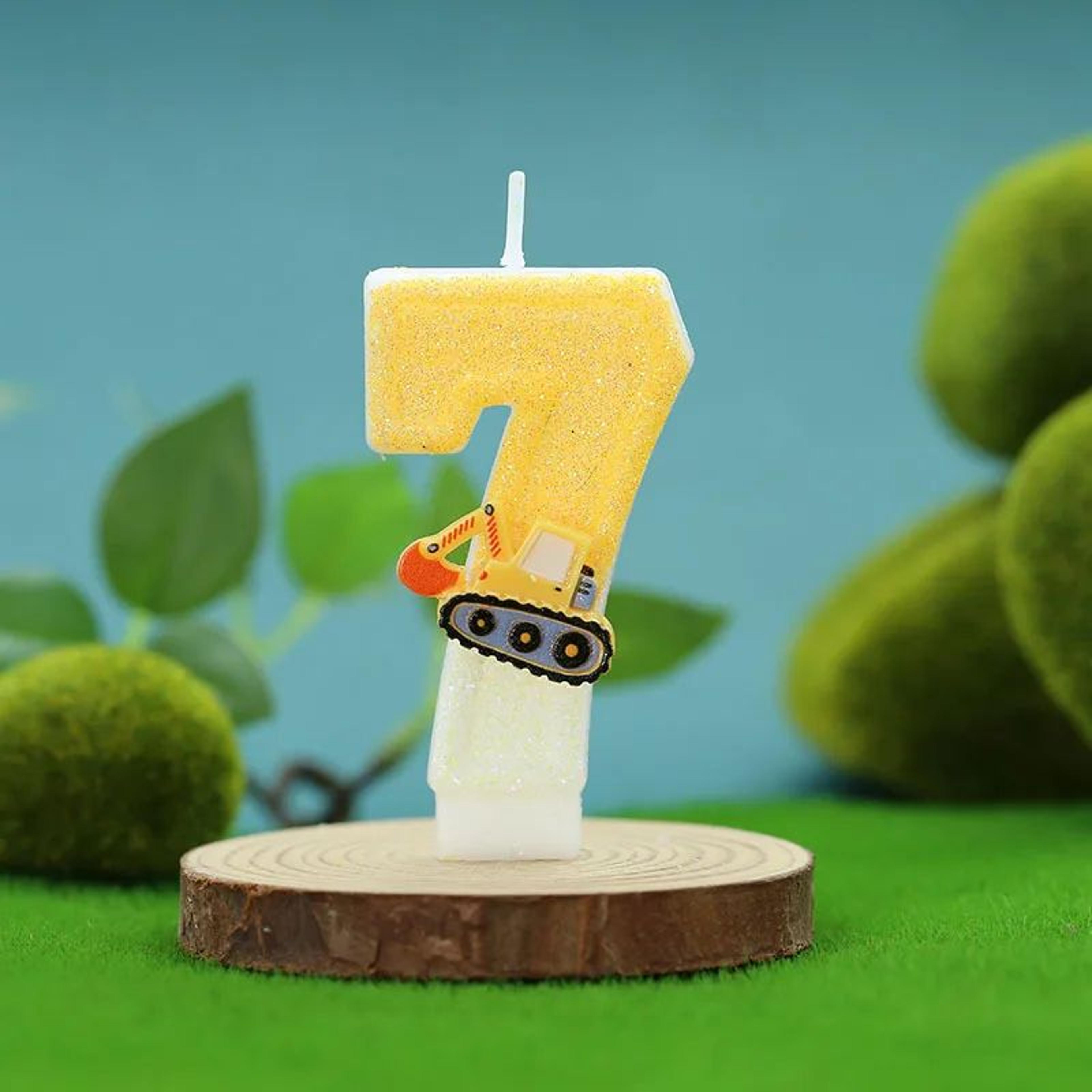 Construction Excavator Number Birthday Candle Cake Topper 12