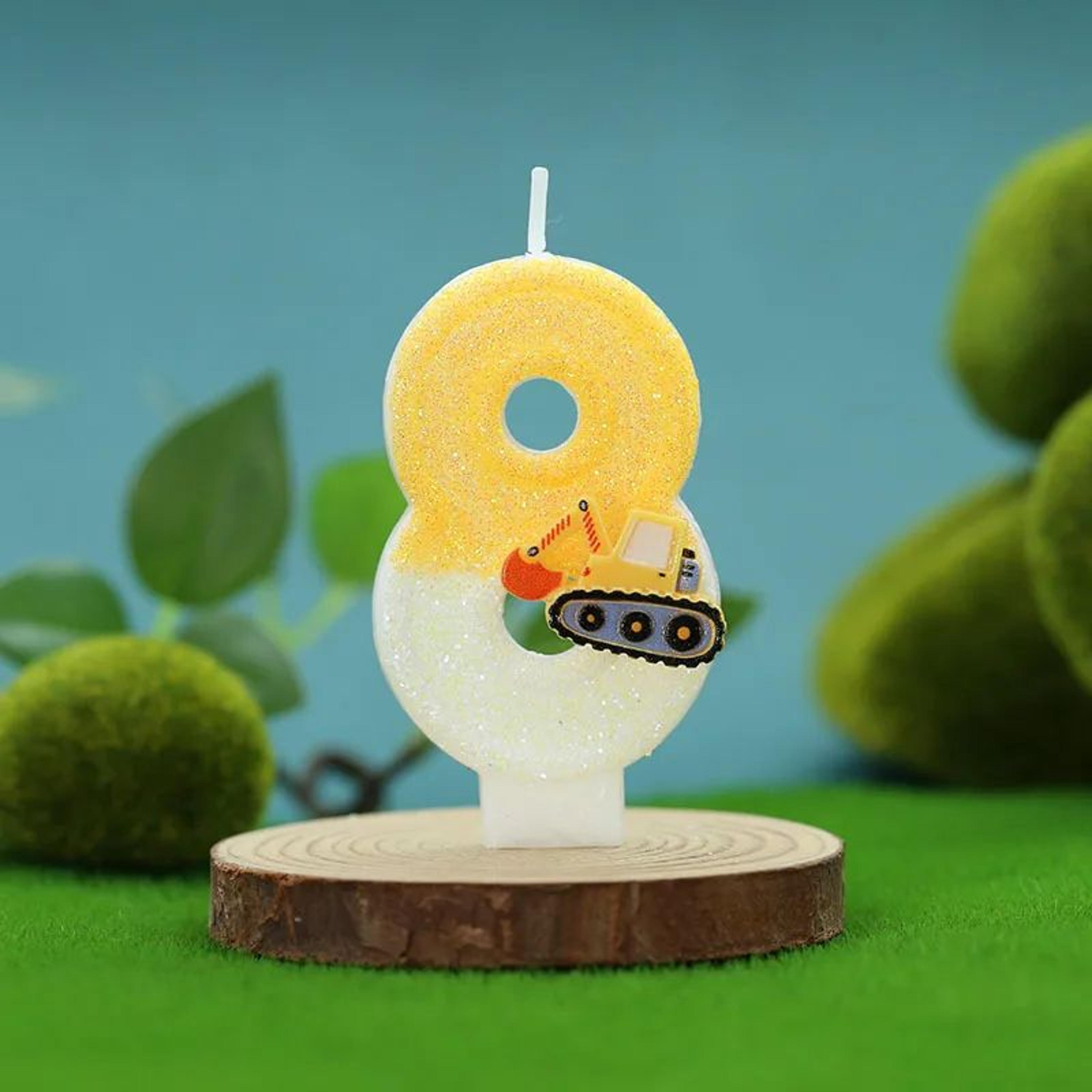 Construction Excavator Number Birthday Candle Cake Topper 13