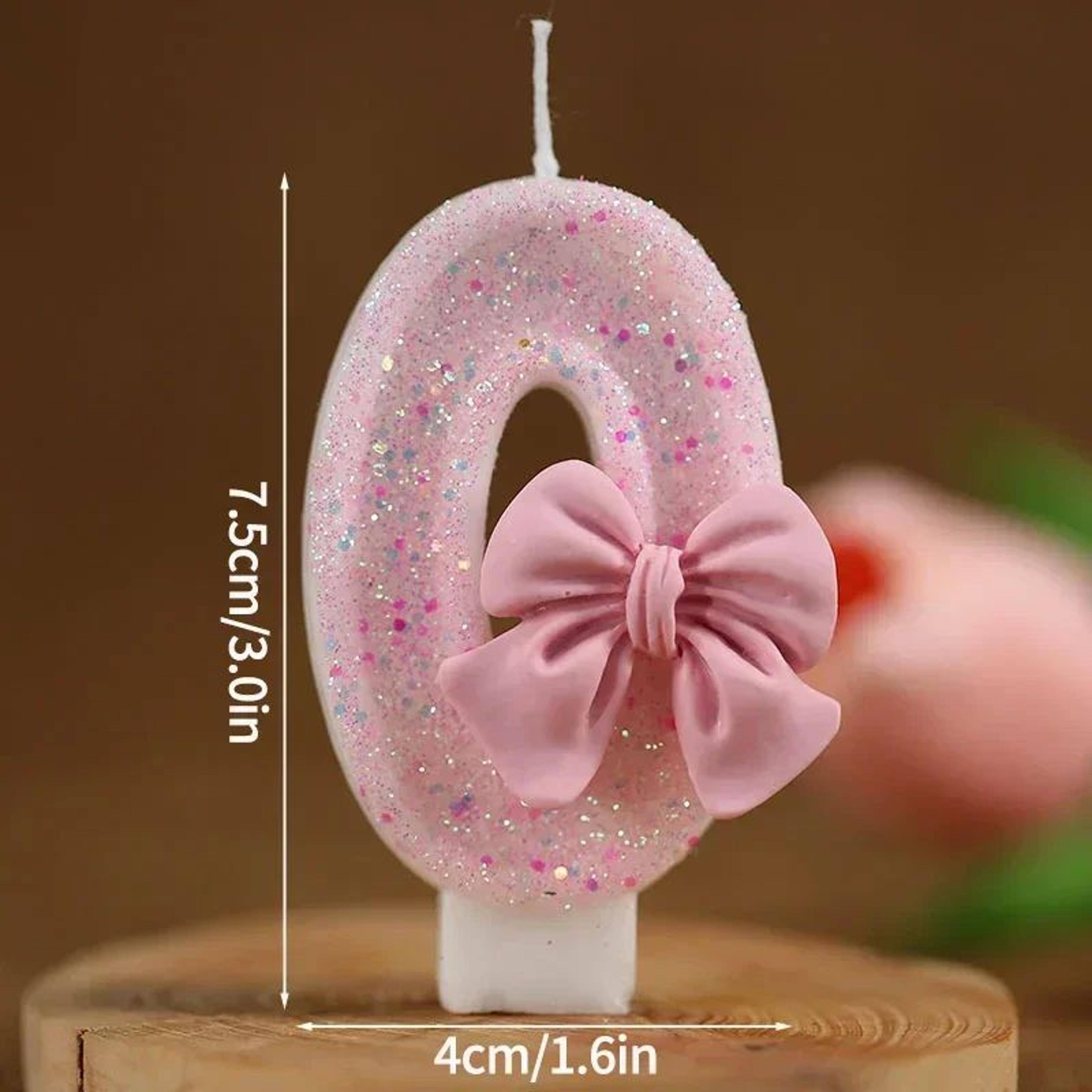 Pink Glitter 3D Number Birthday Candle Cake Topper 1