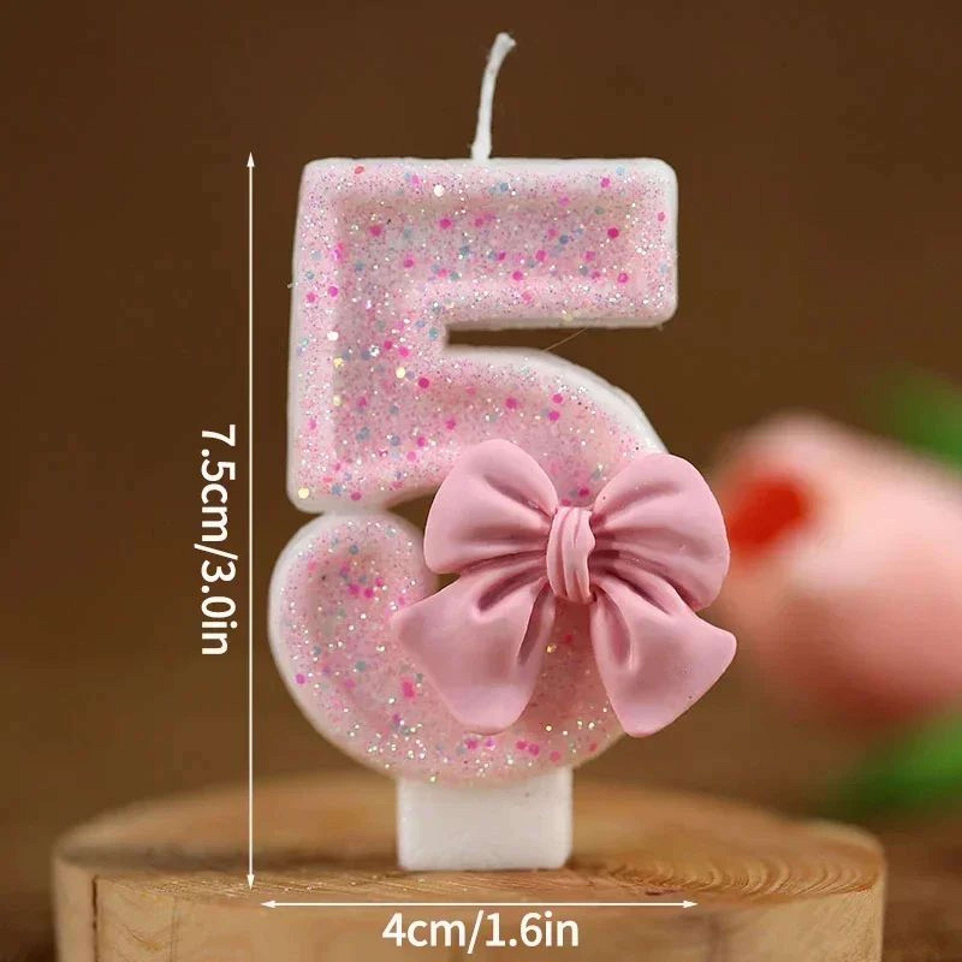 Pink Glitter 3D Number Birthday Candle Cake Topper 6